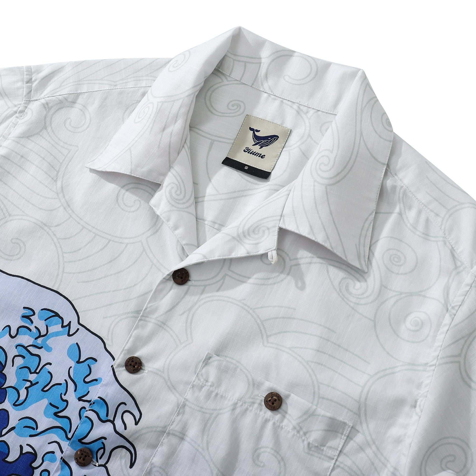 Chemise hawaïenne Wave pour hommes, chemise Aloha japonaise en coton, chemise de camp à manches courtes.