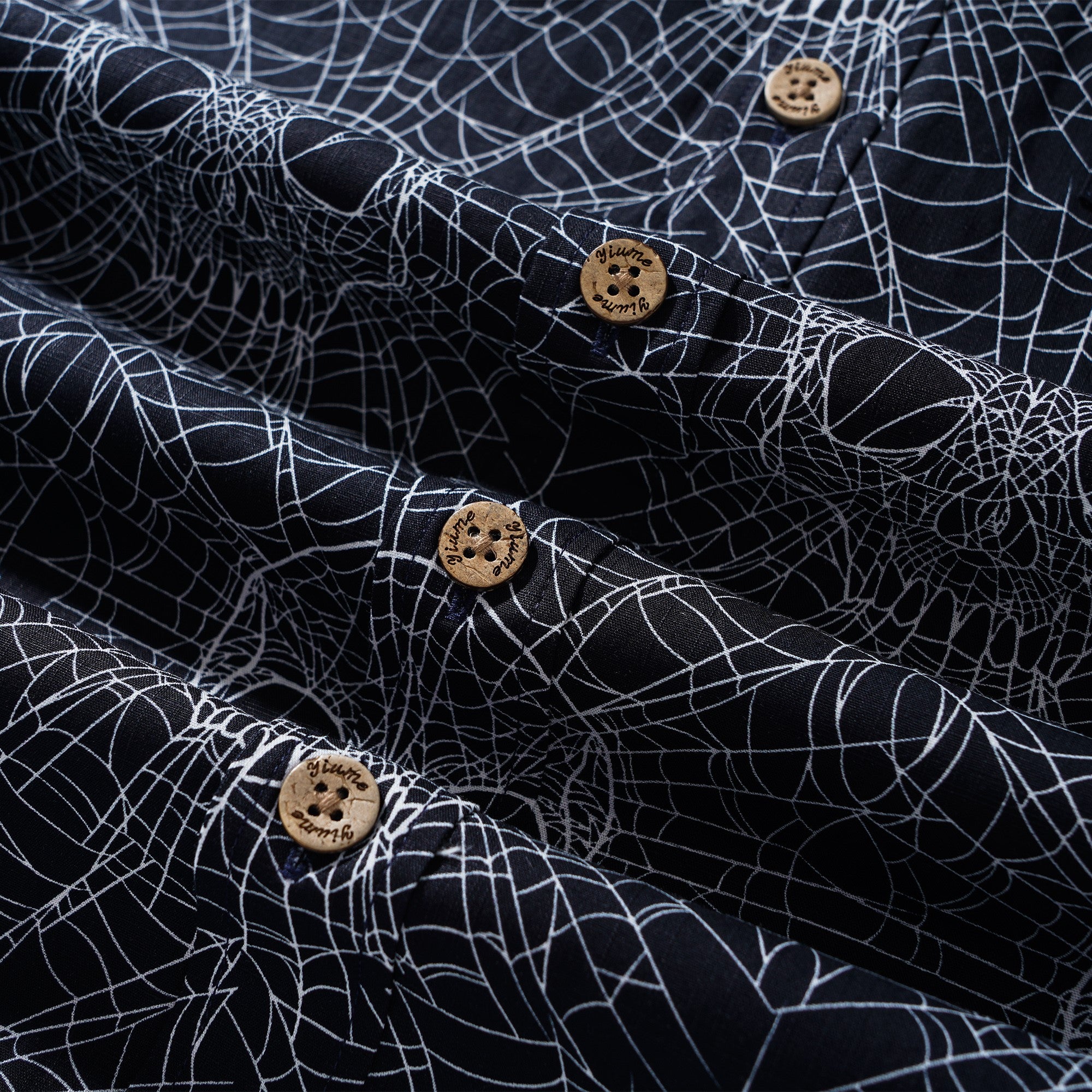 Men's Hawaiian Shirt Short Sleeve Button-down 100% Cotton Black Aloha Gothic Skull Spider Web By Mystic Hearts