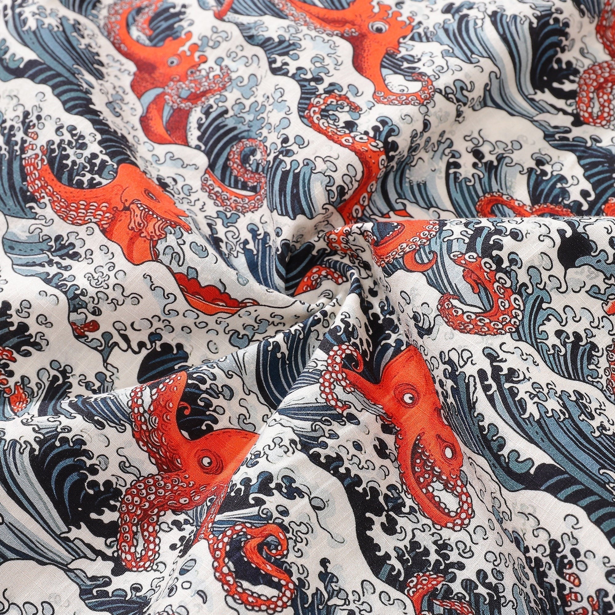 Hawaiian Shirt For Men Octopus Revelry Shirt Camp Collar 100% Cotton Shirt