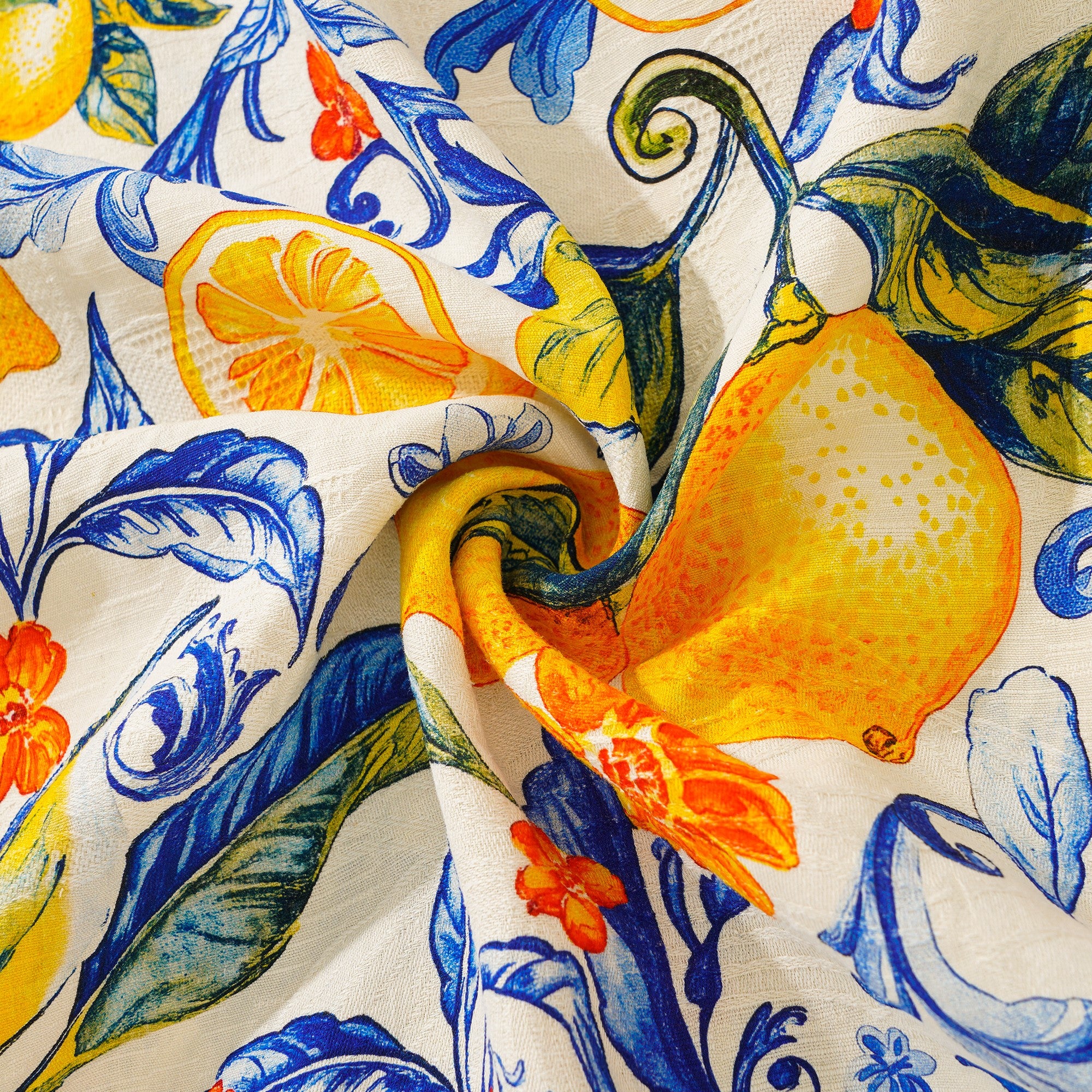 100% Silk Men's Hawaiian Shirt Short Sleeve Camp Collar 100% Silk Blue Aloha Sunlit Lemons