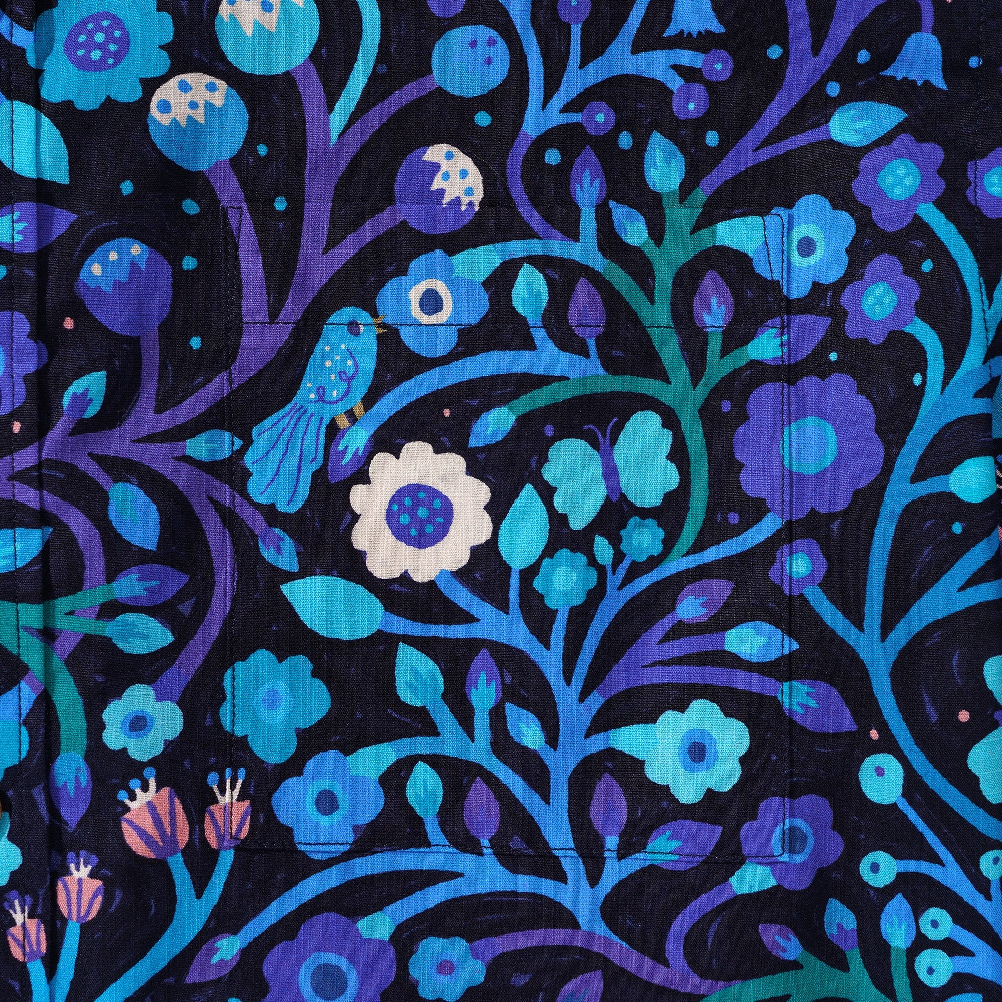 Yiume Men's Blue and Purple Hawaiian Shirt Short Sleeve Button-down Shirt 100% Cotton Aloha Shirt