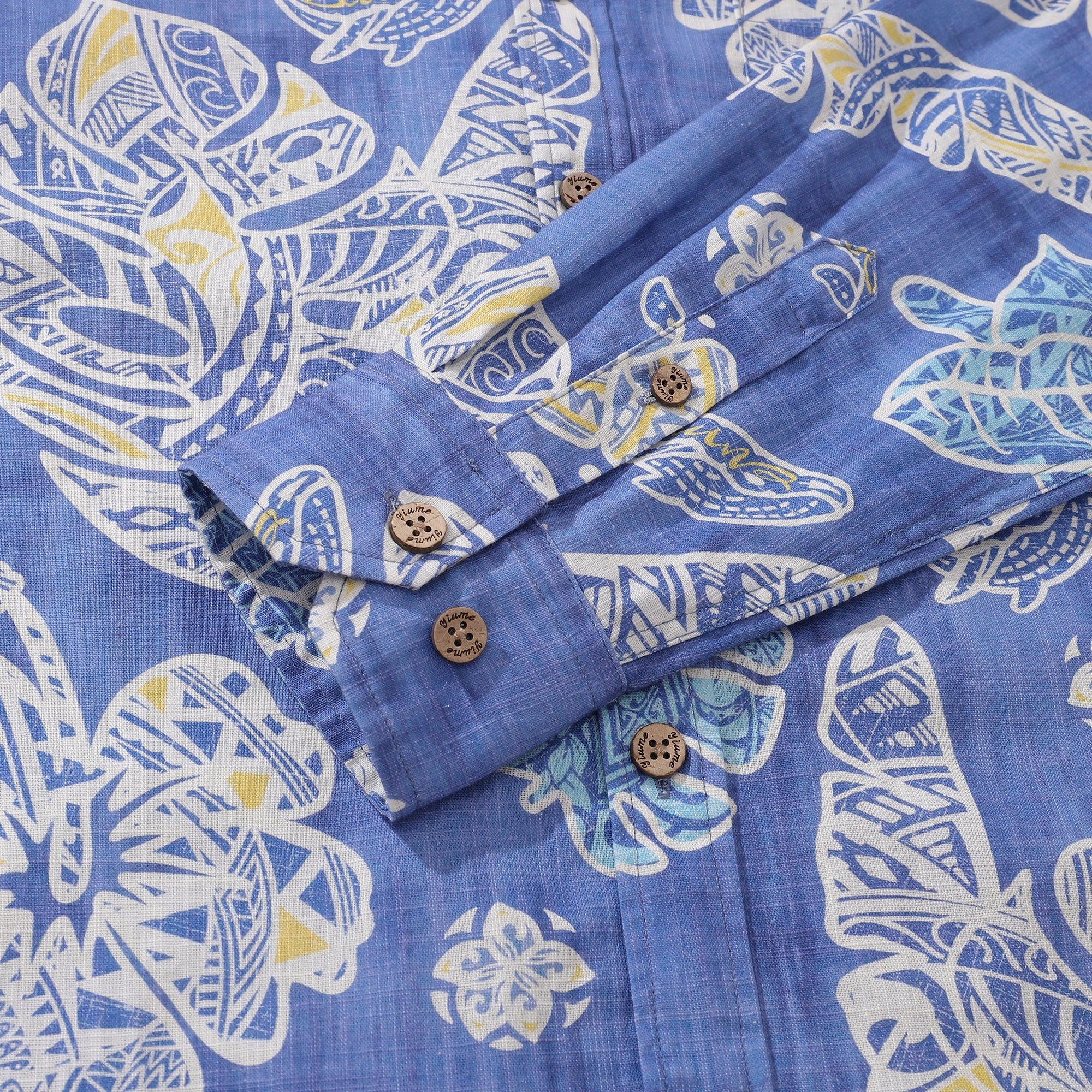 Chemise hawaïenne à manches longues pour hommes, en coton, avec des plantes hawaïennes natives, chemise Aloha à boutons.