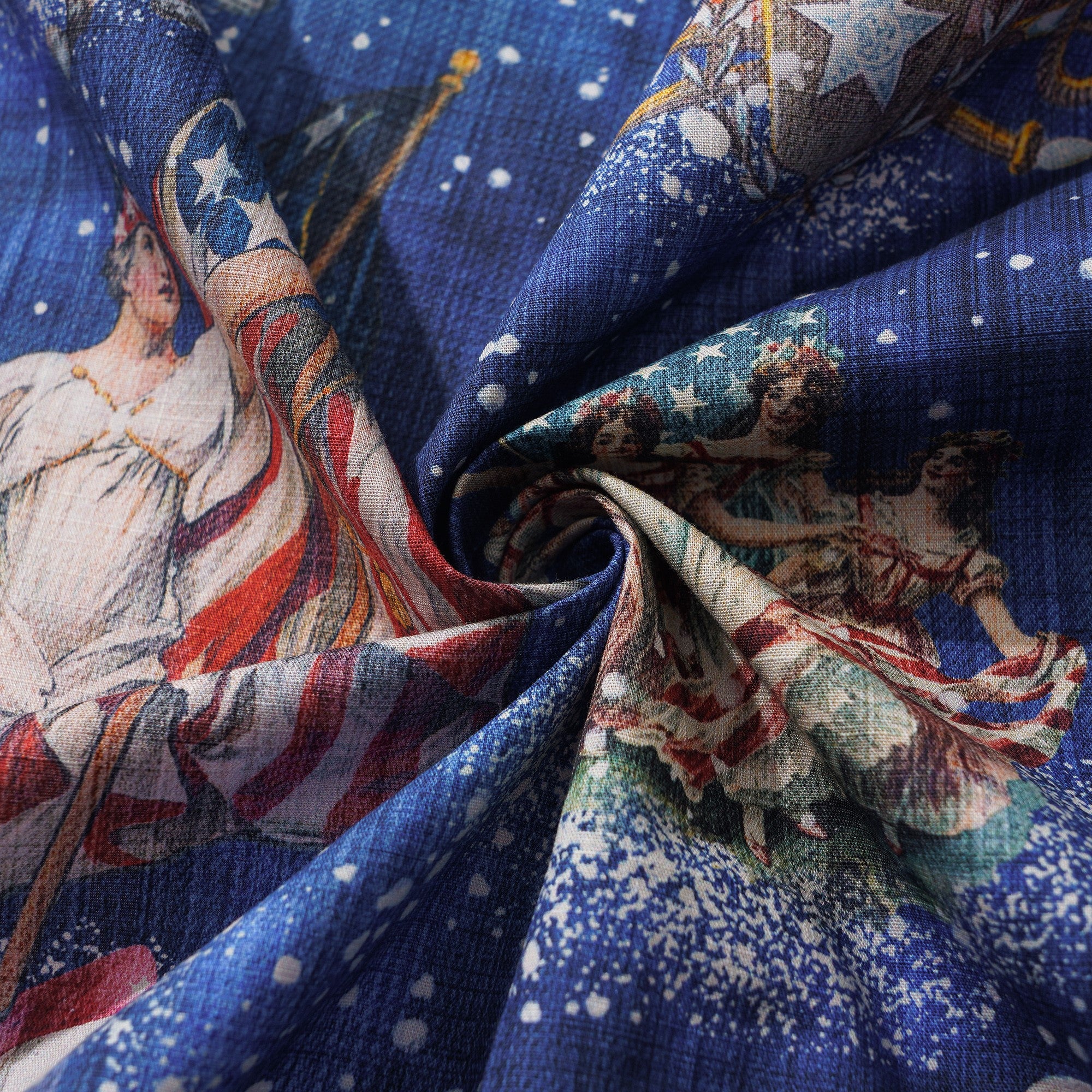 Men's Hawaiian Shirt Short Sleeve Button-down 100% Cotton Blue Aloha Stars & Stripes