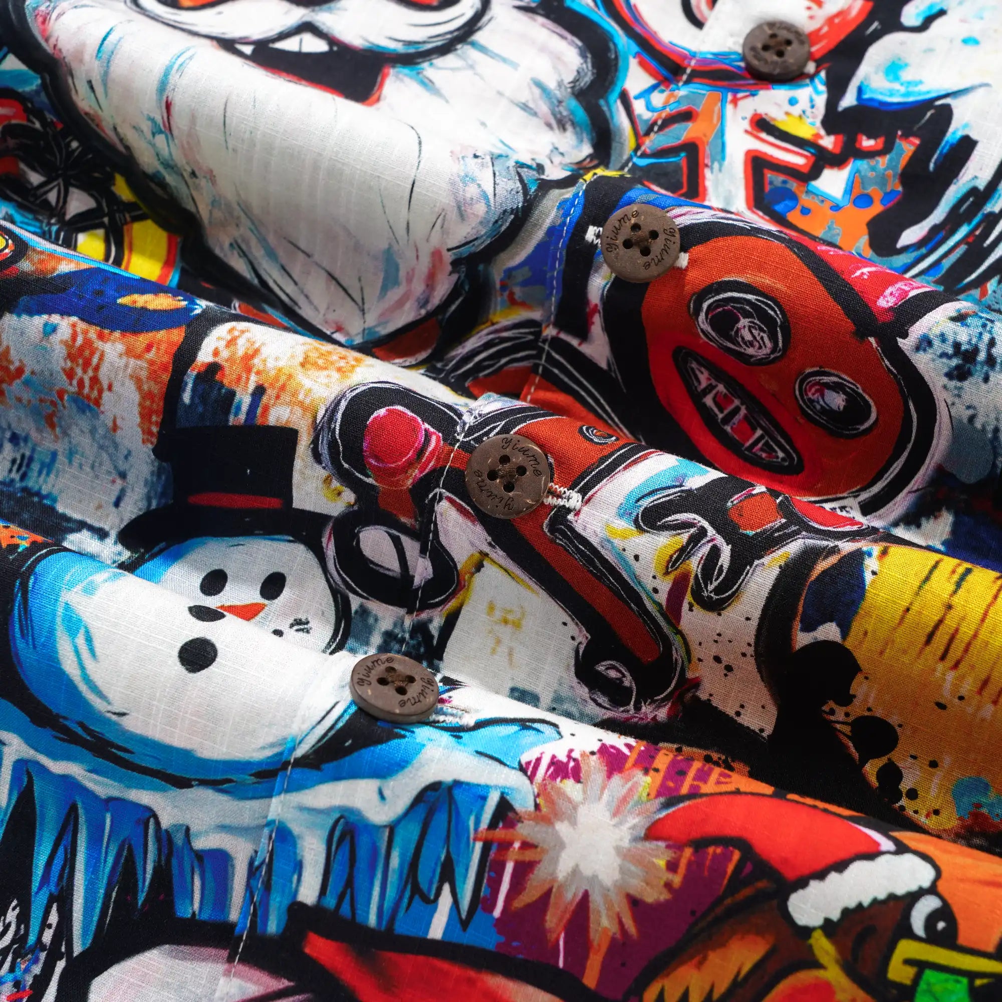 Men's Hawaiian Shirt Short Sleeve Camp Collar 100% Cotton White Aloha Laughing Santa Xmas Fiesta