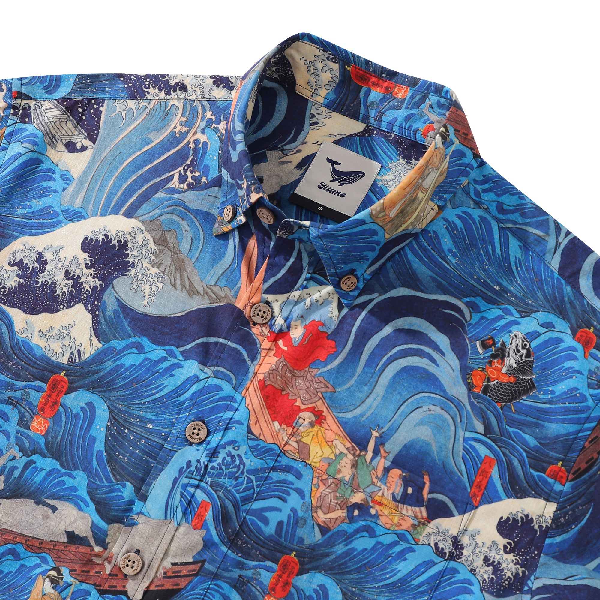 Hawaiian Hemd für Männer Sea Gottheit Button-Down-Hemd Kurzarm 100% Baumwollhemd