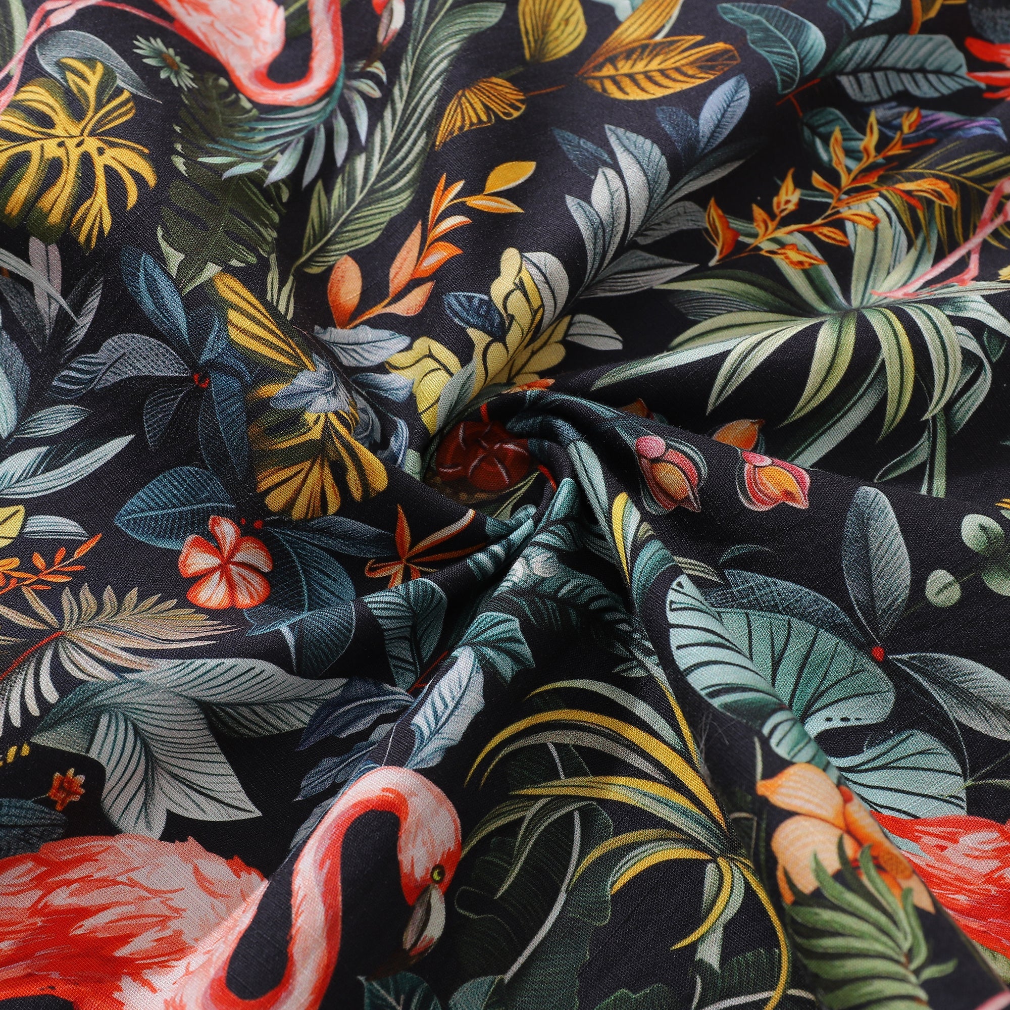 Chemise hawaïenne pour hommes Chemise Flamingo Haven Col camp 100 % coton