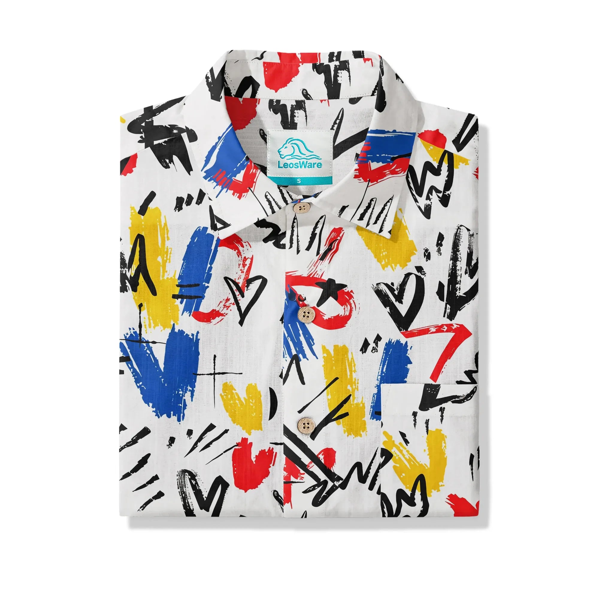Men's cotton shirt with artistic brushstroke pattern