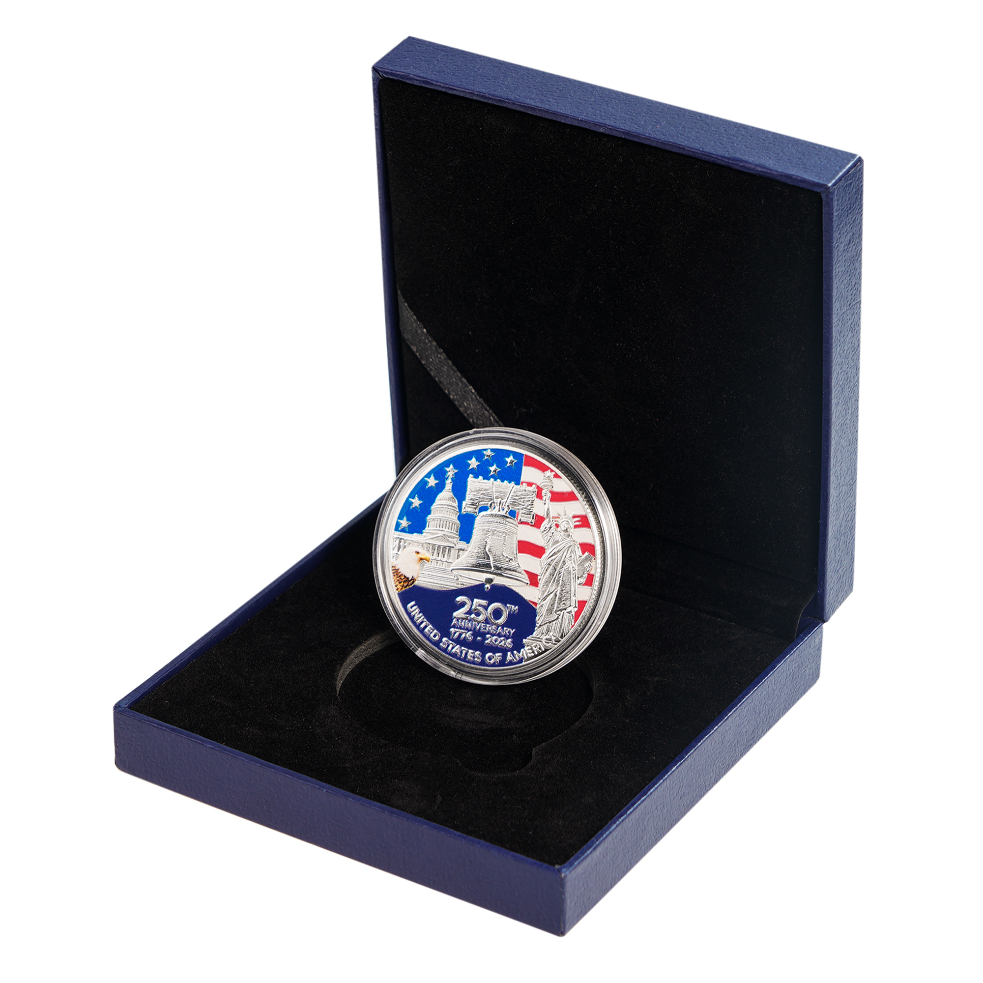 Back view of America 250th Anniversary coin