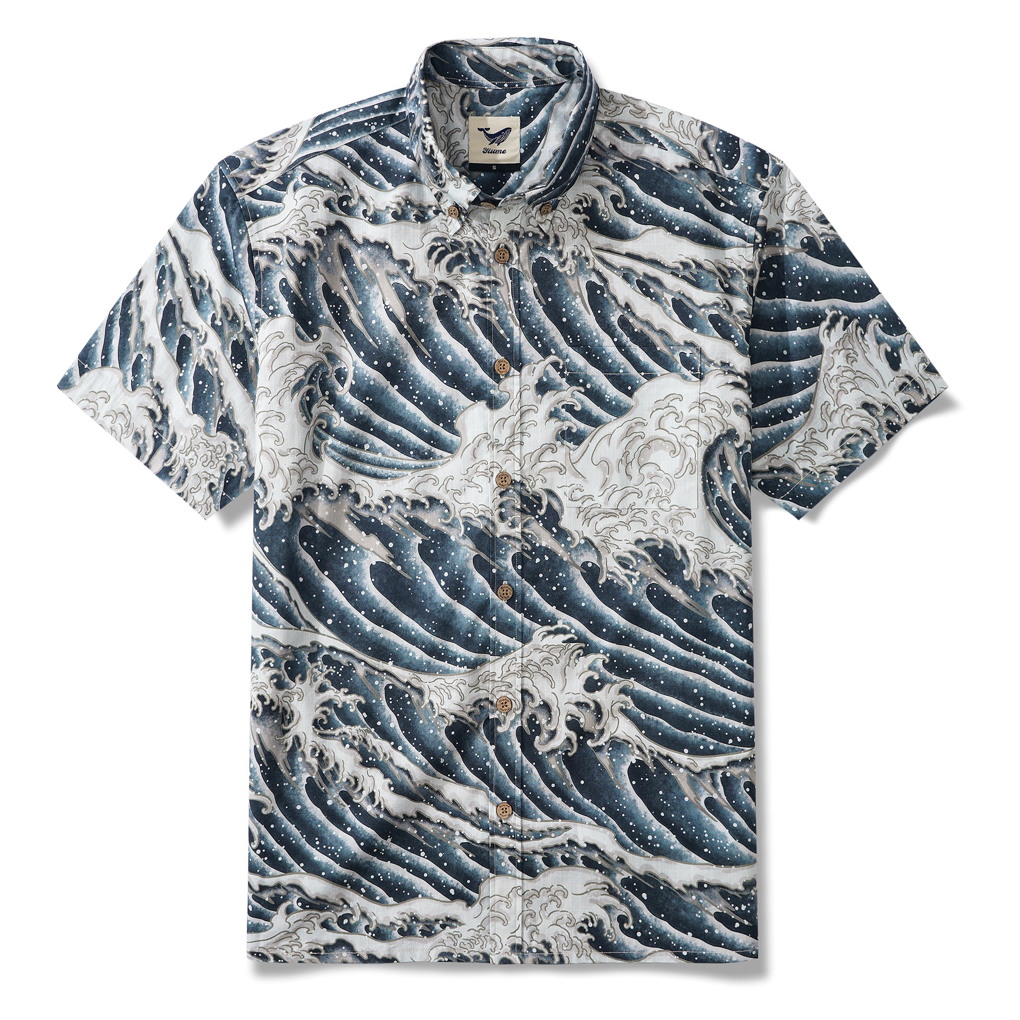 Chemise à manches courtes en coton 100% pour homme, beige, Aloha hawaïenne, Surfing Nuit Sombre