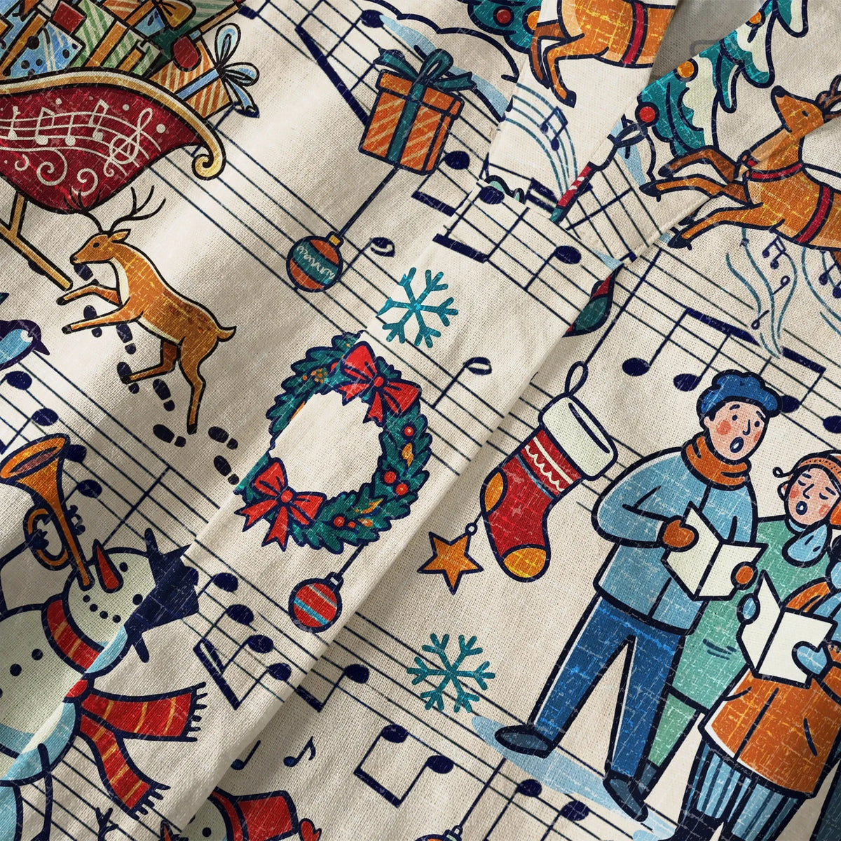 Yiume Christmas Yuletide Symphony Blouse, green, musical notes and holiday motifs
