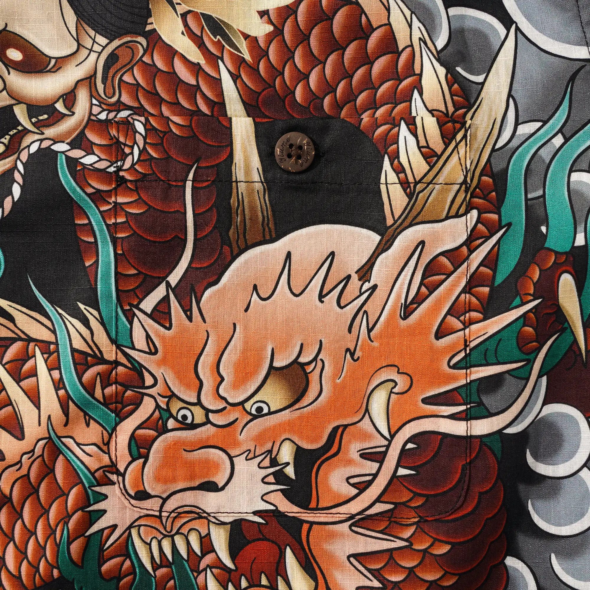 Men's Hawaiian Shirt Short Sleeve Camp Collar 100% Cotton White Aloha Battle Of The Dragons And Tigers