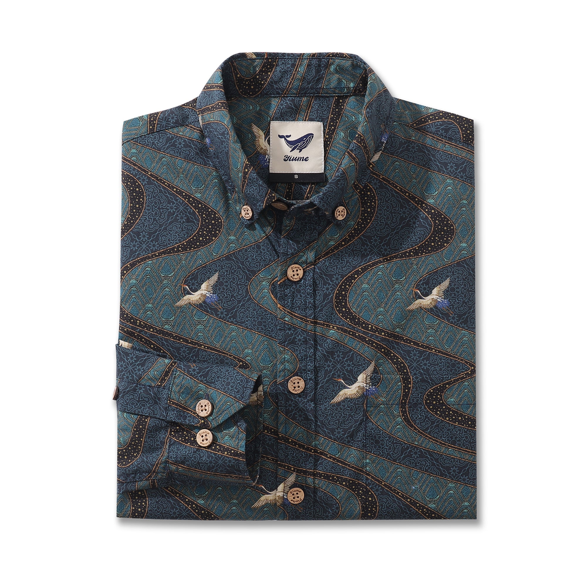 Herren Hawaiian Shirt Arcane Serenity Baumwolle Button-down Langarm Aloha Shirt