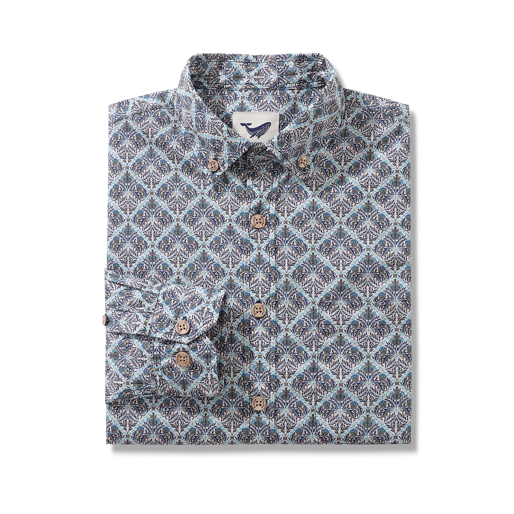Men's Hawaiian Shirt Blooming Beauty Cotton Button-down Long Sleeve Aloha Shirt
