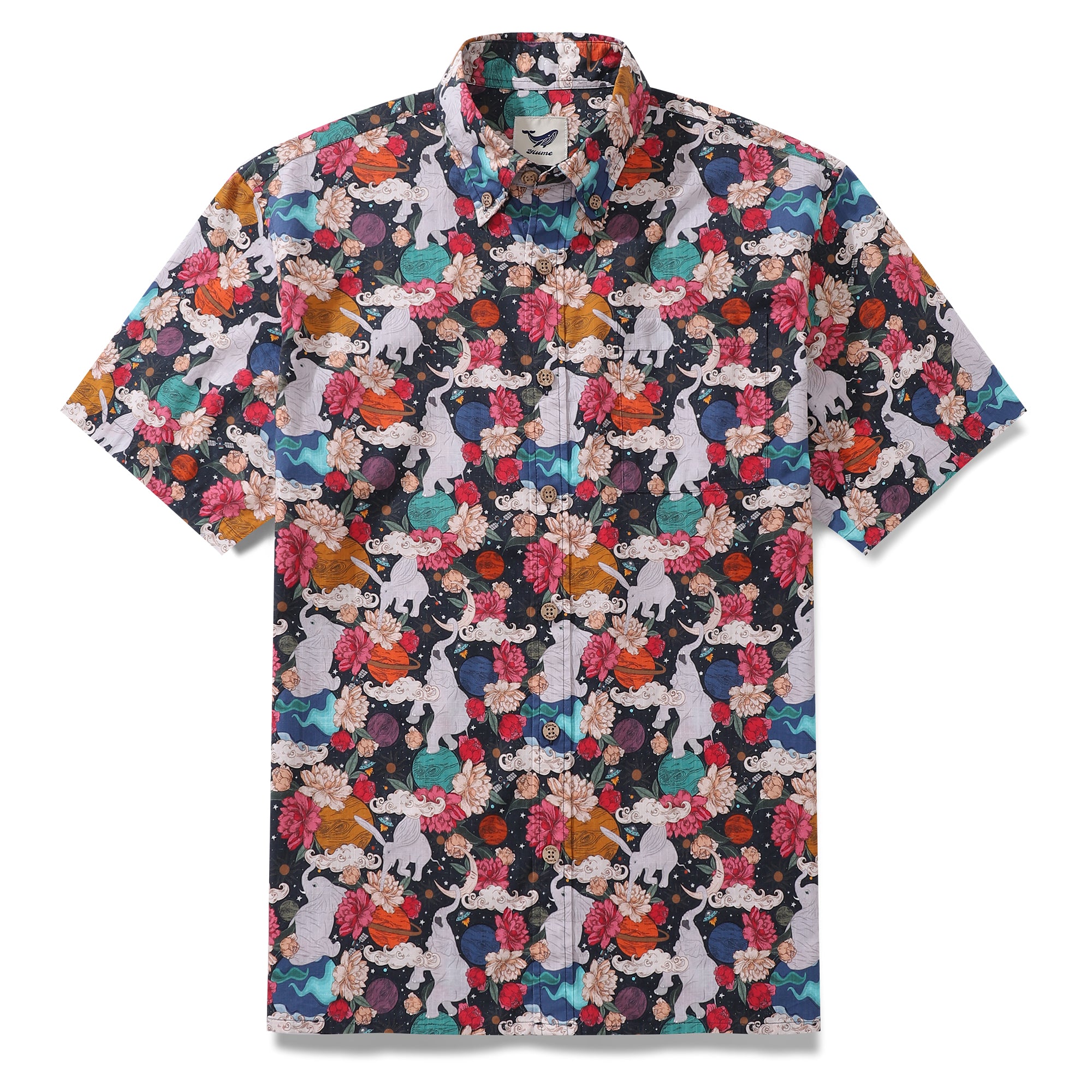 Men's Earth Day Hawaiian Shirt Surrealist Space Cotton Button-down Short Sleeve Aloha Shirt