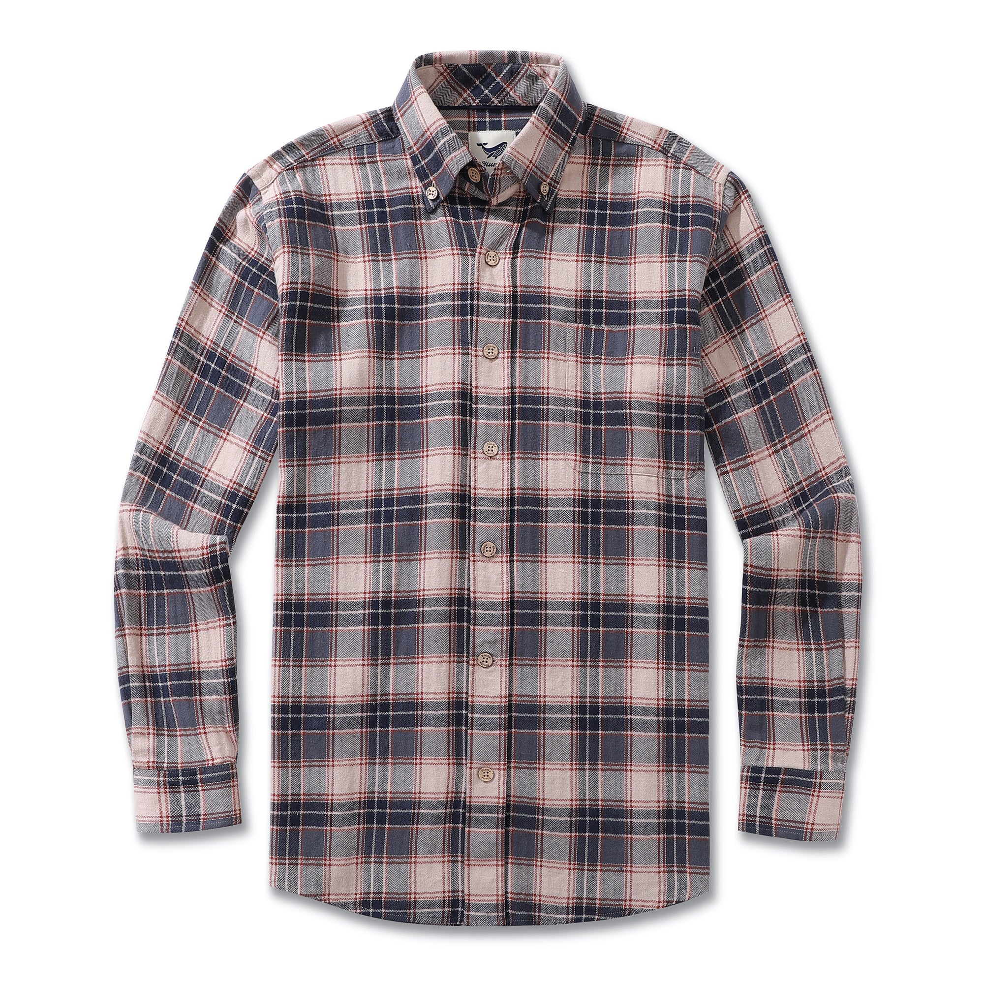 Men's Hawaiian Shirt Flannel Button-down Long Sleeve Classic Check Shi ...