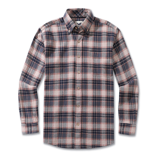 Men's Hawaiian Shirt Flannel Button-down Long Sleeve Classic Check Shirt - BLUE