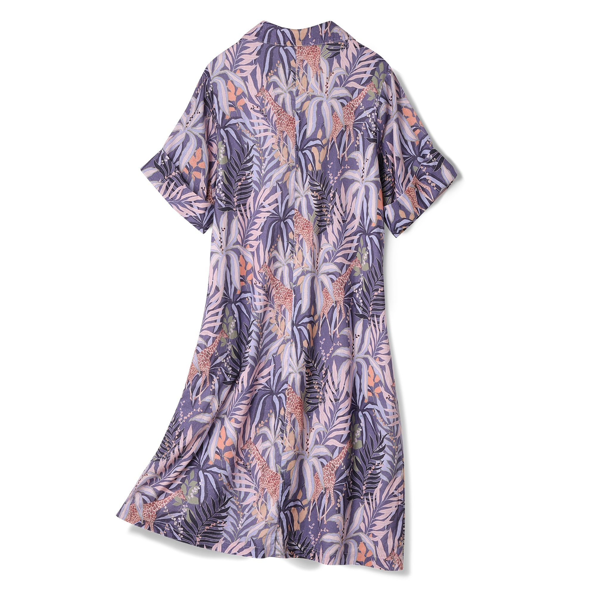 Robe hawaïenne pour femmes Robe de vacances tropicale Imprimé girafe tropical par Samantha O' Malley Robe à col en V