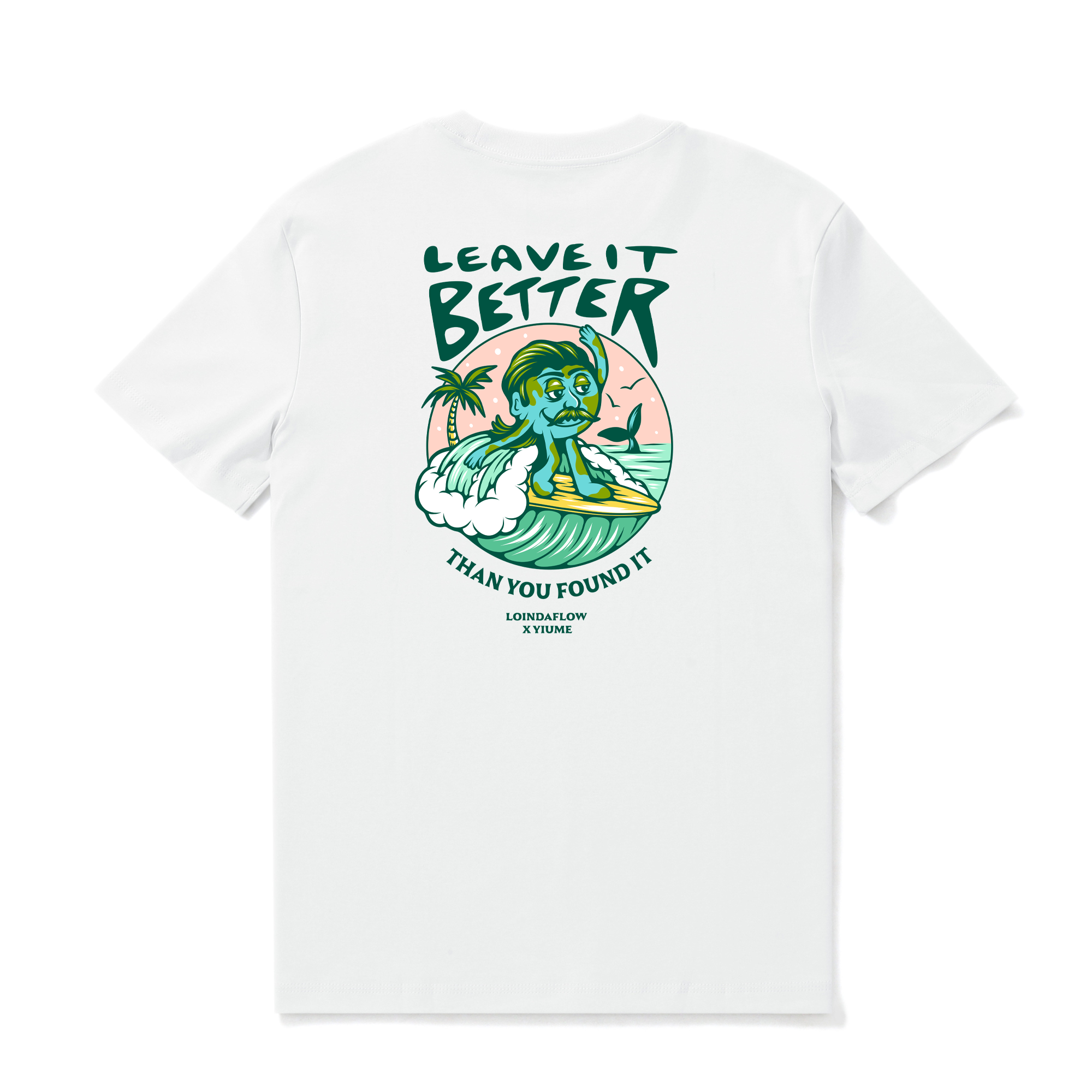 Hawaiian Tee For Men Leave It Better By Loindaflow Tee Crew Neck 100% Cotton - WHITE