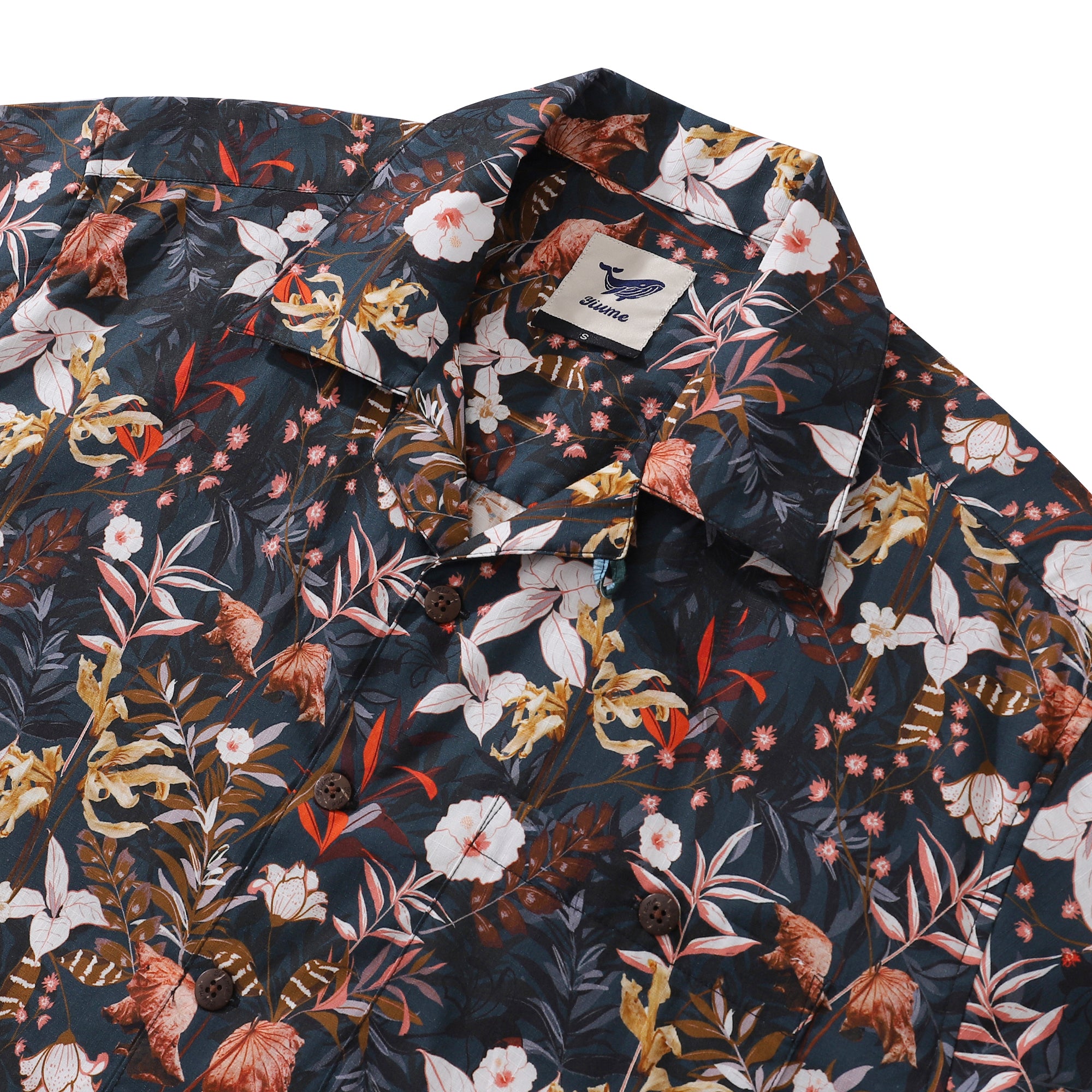 Hawaiian Shirt For Men Midnight Autumn By Brooklyn Bees Design Studio Shirt Camp Collar 100% Cotton