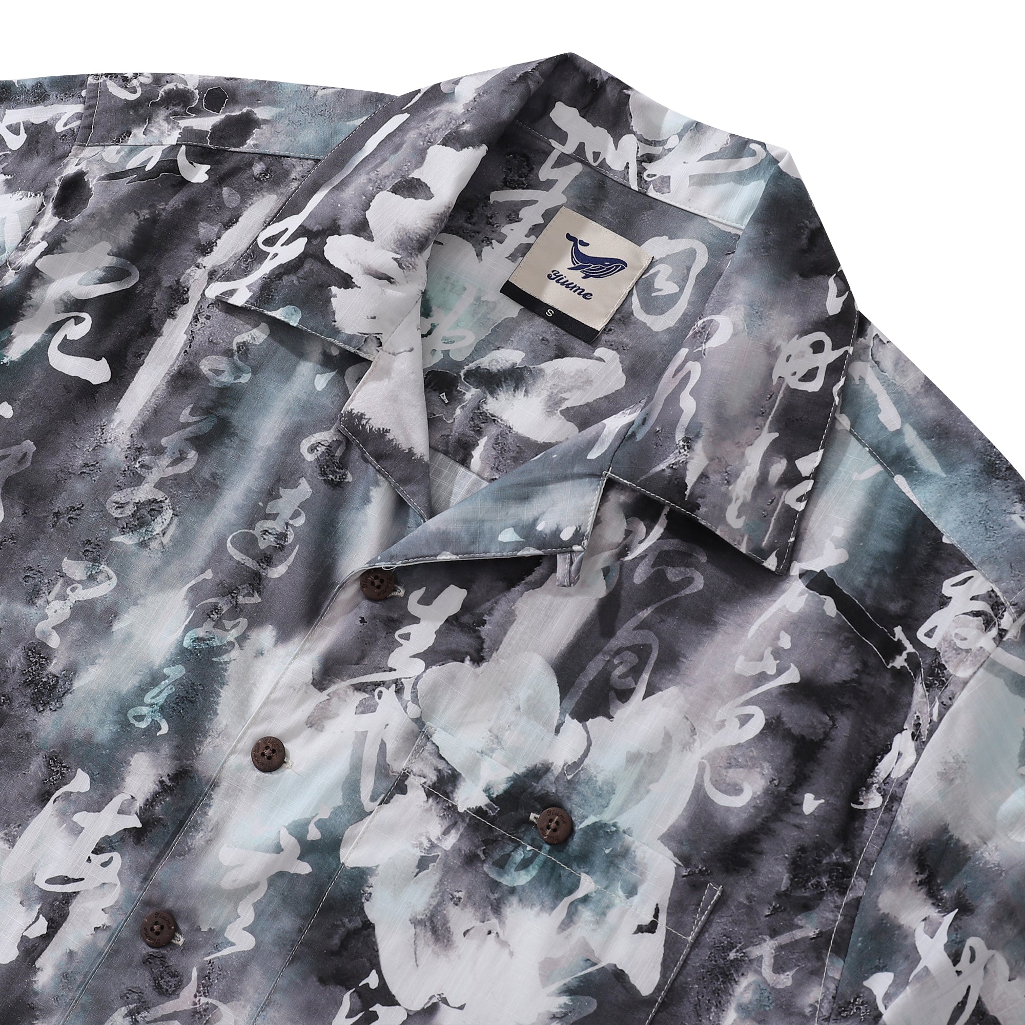 Chemise hawaïenne designer pour hommes, chemise en peinture à l'encre chinoise, 100 % coton, chemise à col camp.