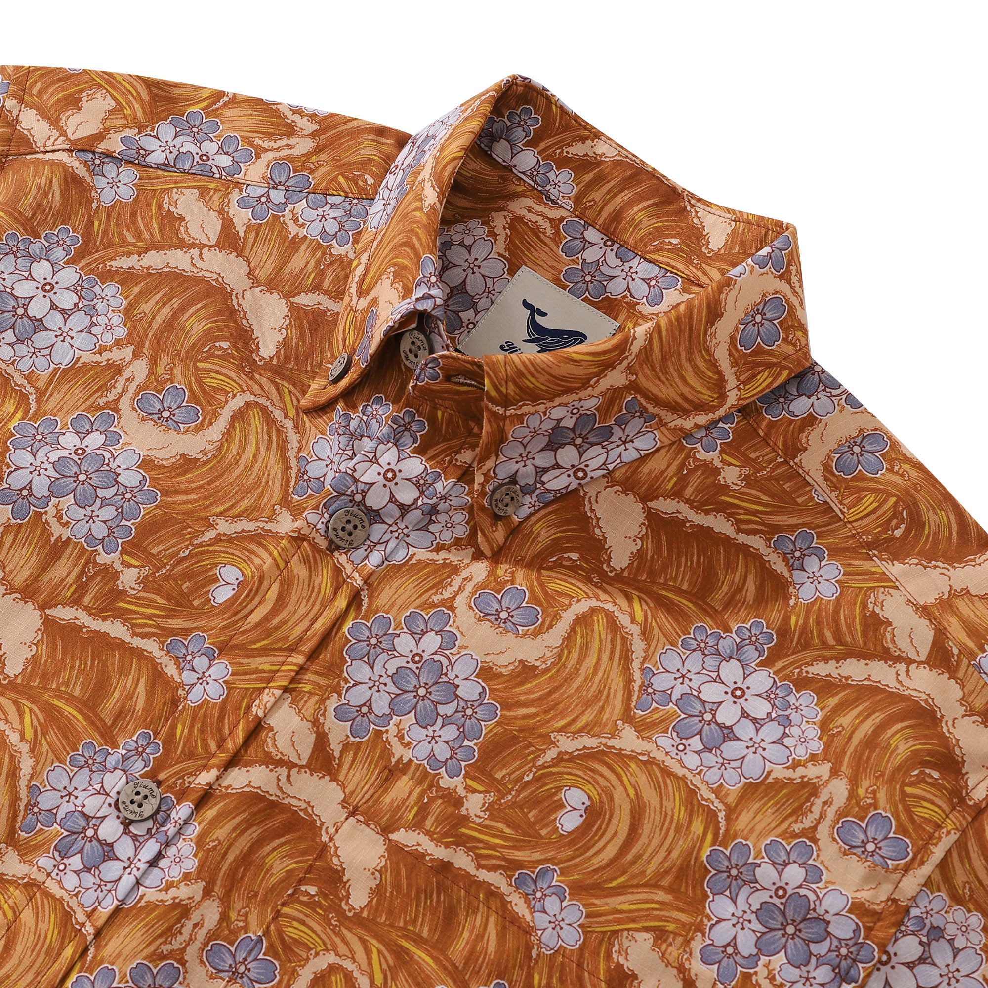 Men's Hawaiian Shirt Sakura Sea Print Cotton Button-down Short Sleeve Aloha Shirt