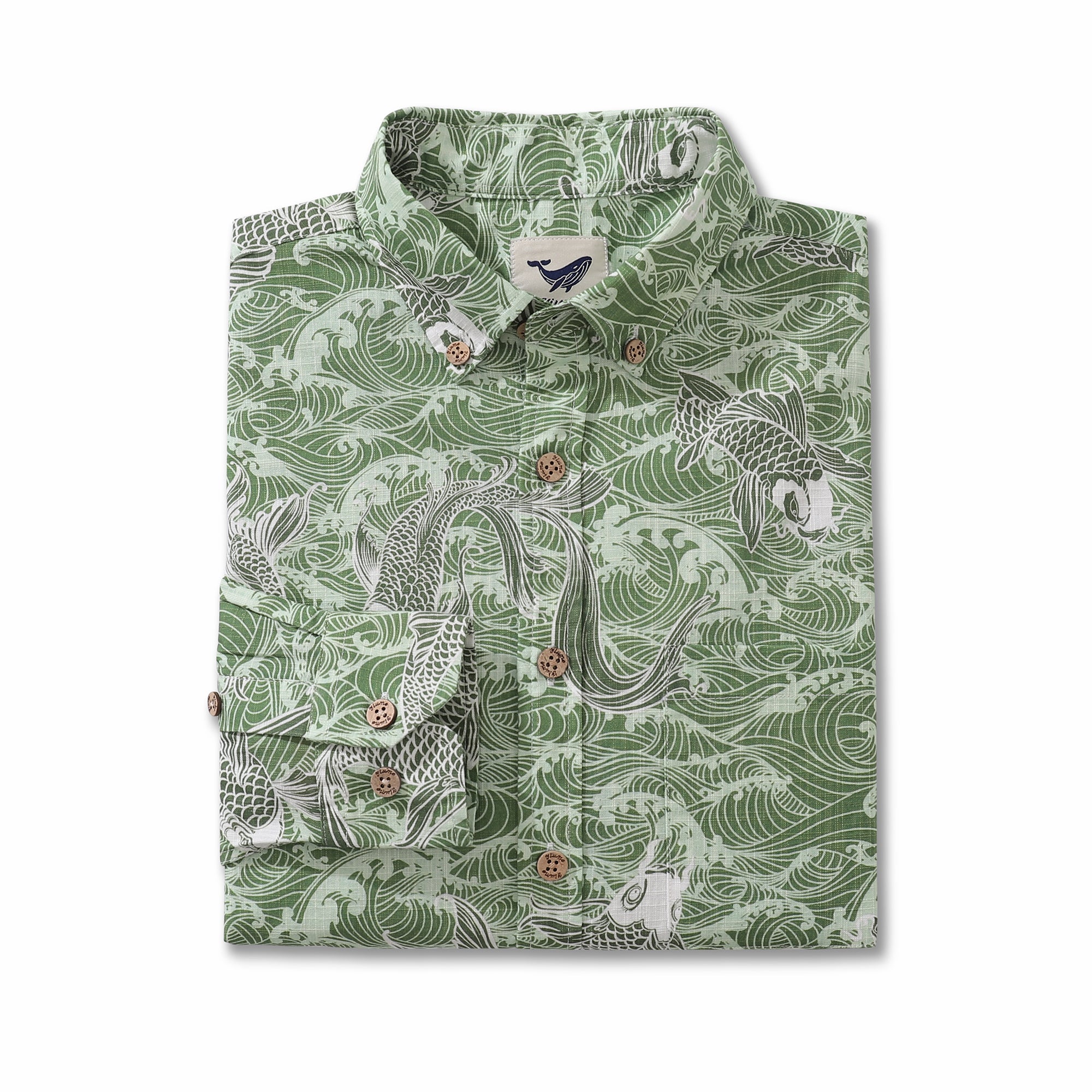 1920s Vintage Men's Hawaiian Shirt Bountiful Years Cotton Button-down Long Sleeve Aloha Shirt