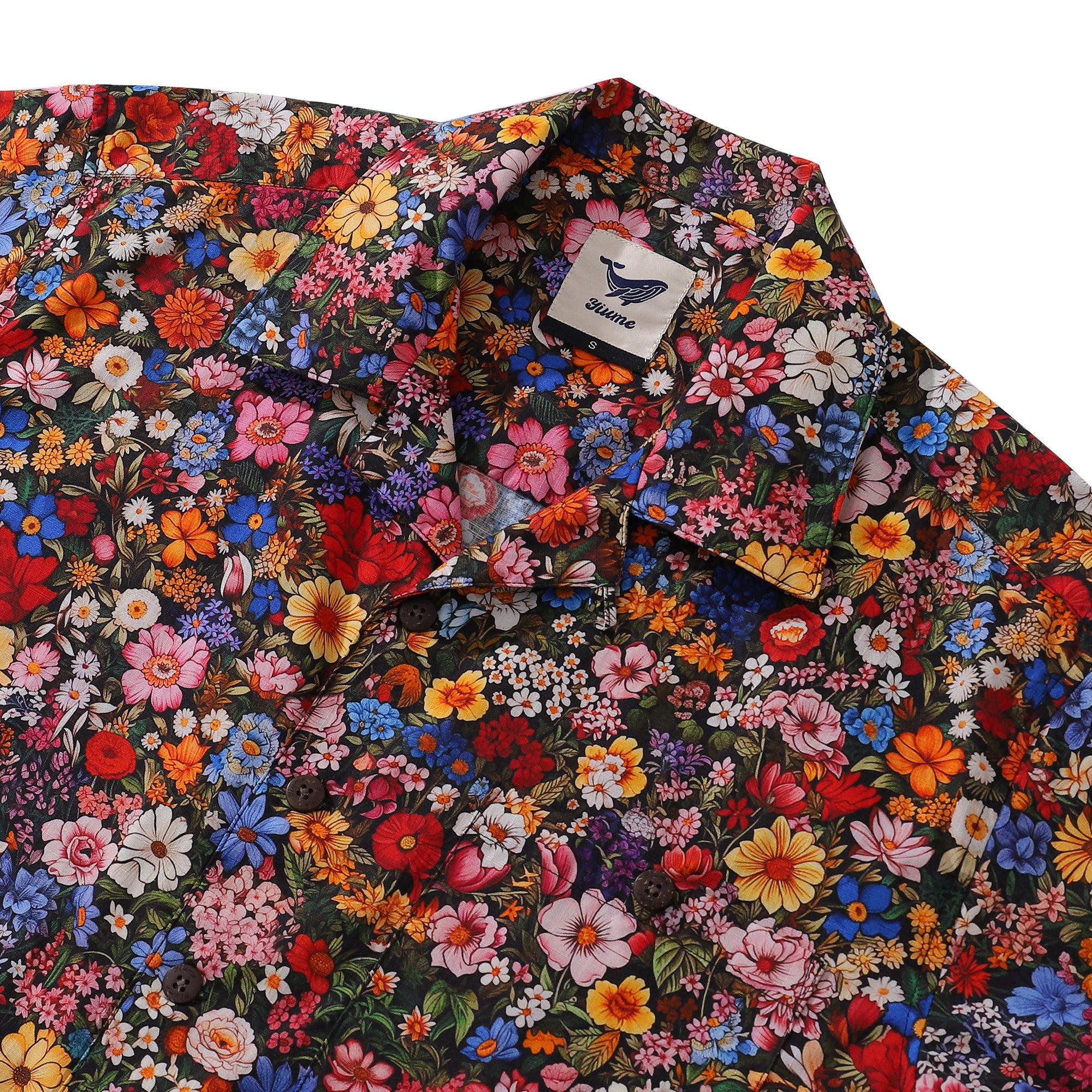 Hawaiian Shirt For Men Among the Flowers Print Shirt Camp Collar 100% Cotton