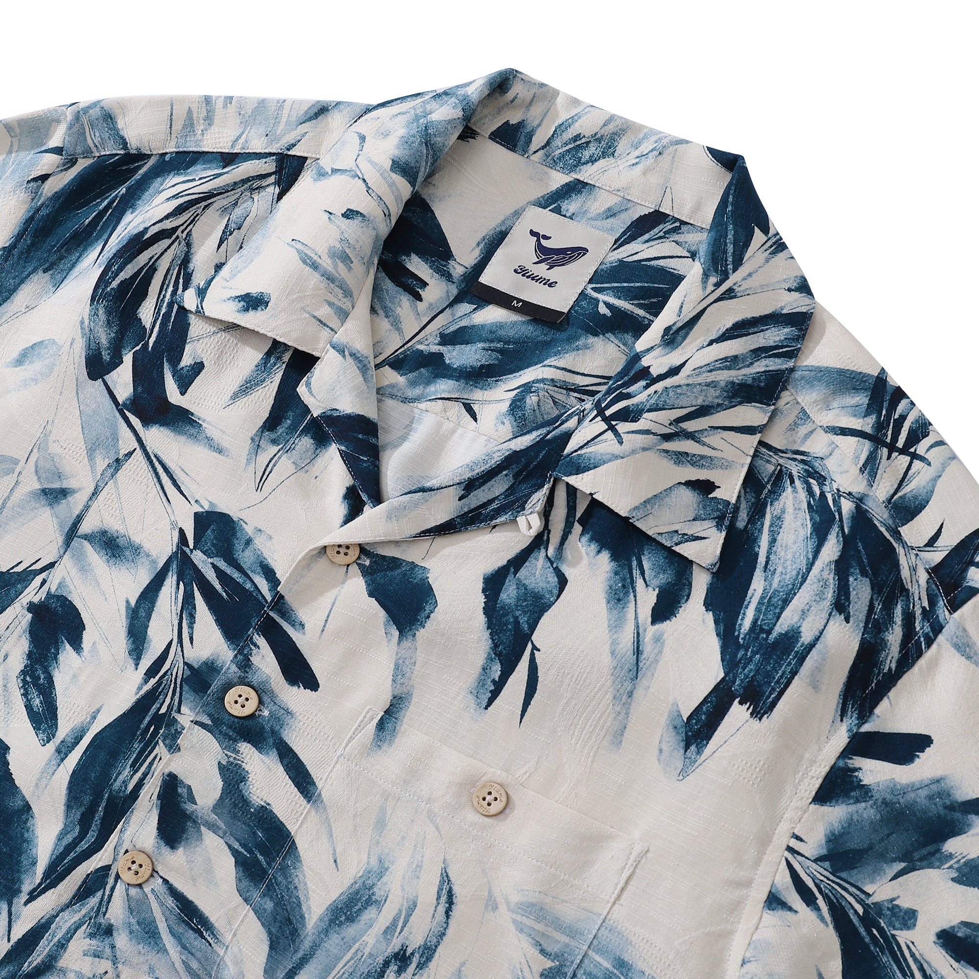 Men's Silk Hawaiian Shirt Painting Bamboo Leaves Print Camp collar Short Sleeve Aloha Shirt - Silk
