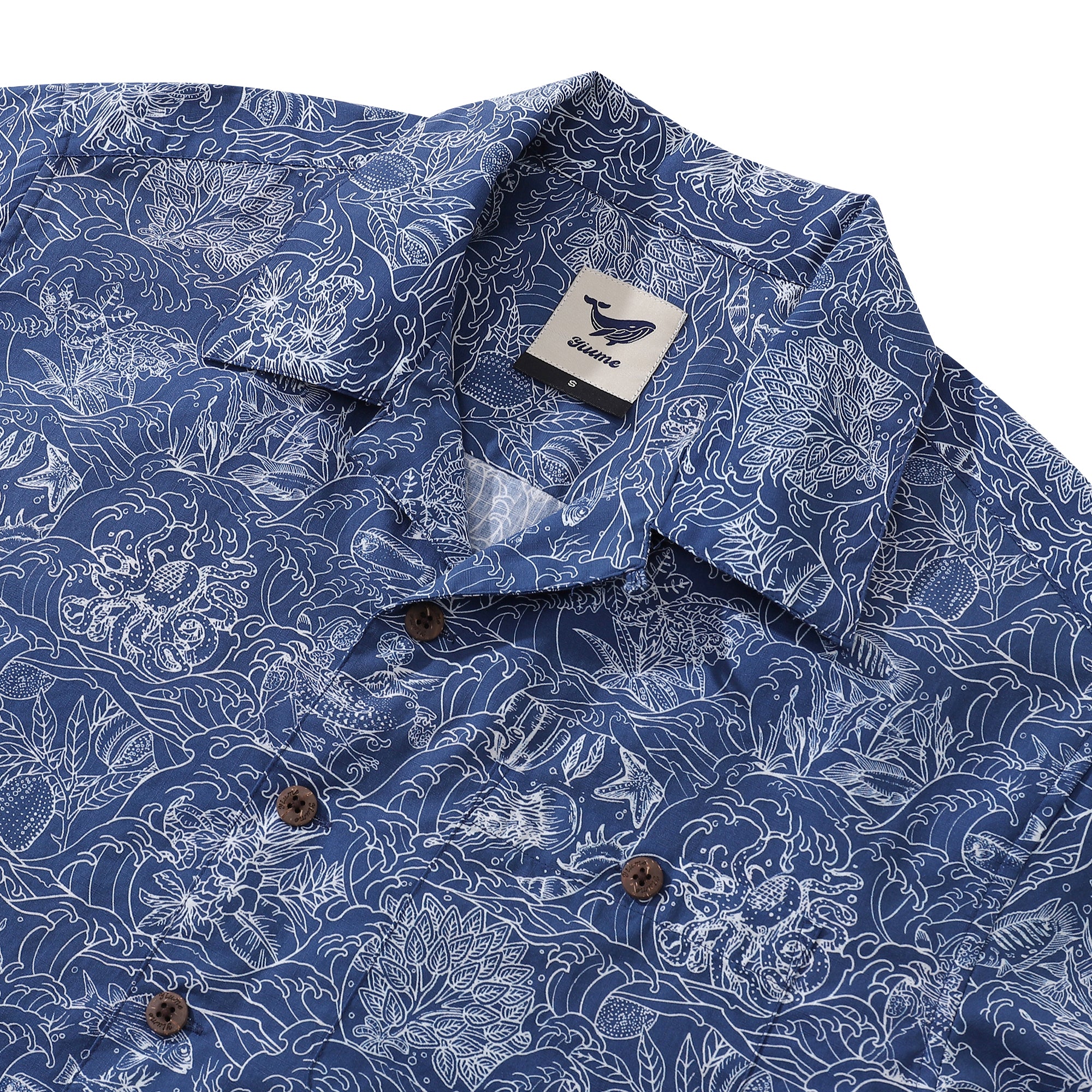 Hawaiian Shirt For Men Anniversary Nine Square Grid Shirt Camp Collar 100% Cotton