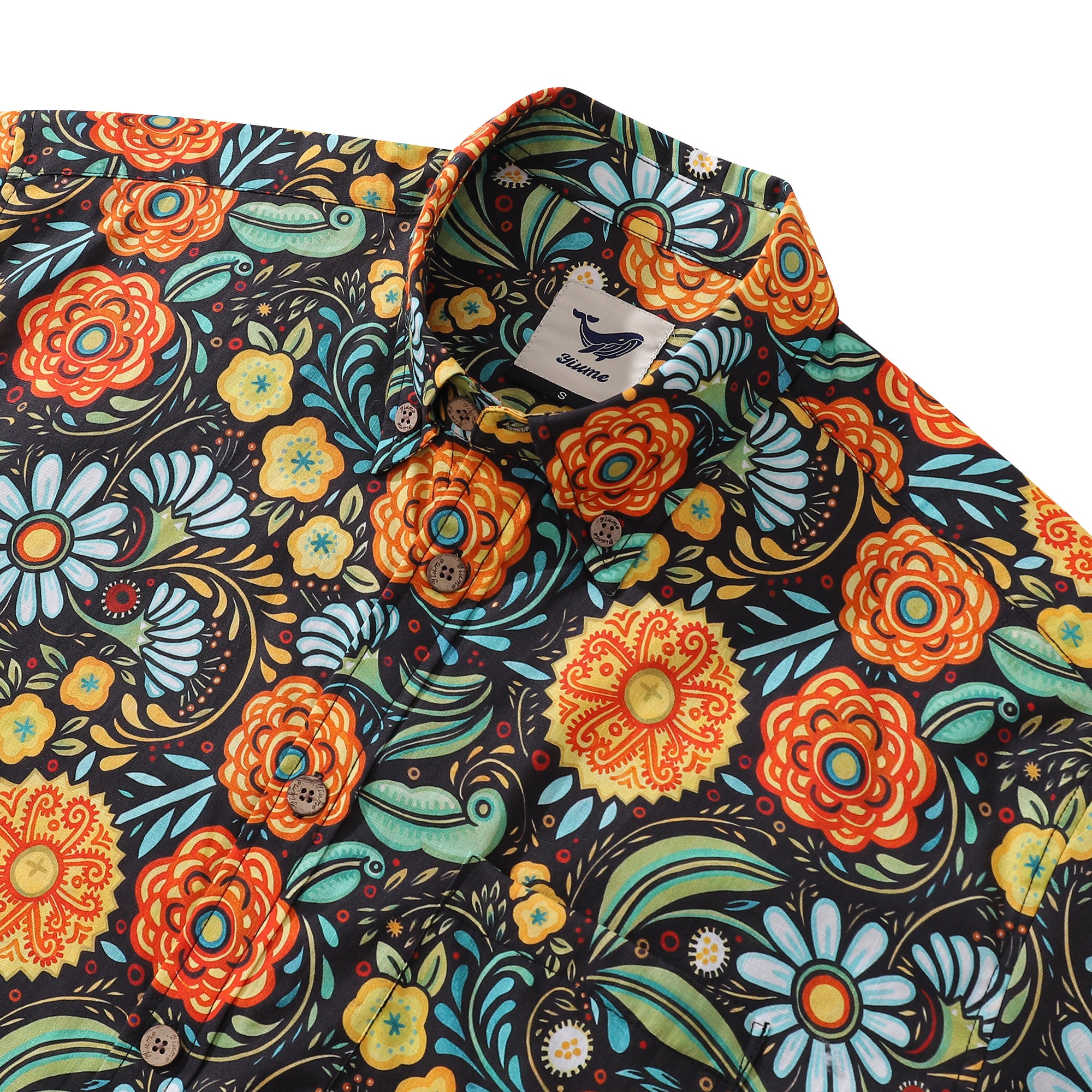 1950er Jahre Hawaiian Shirt für Männer Blüten Knopf-down Shirt Kurzarm 100% Baumwolle Shirt