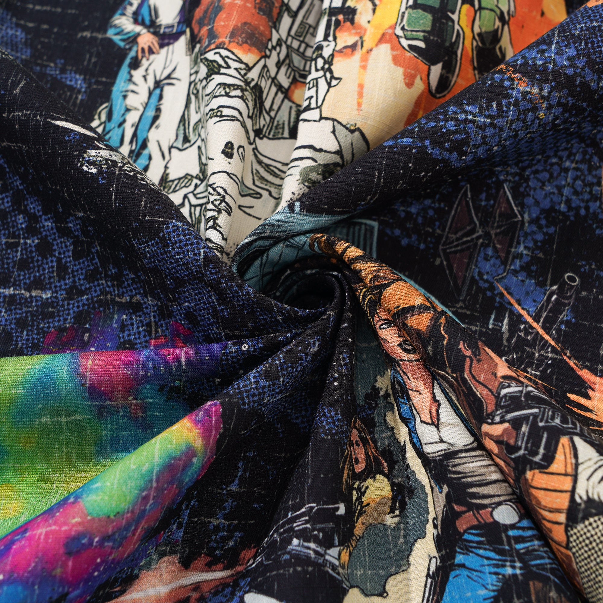 Herren Retro Hawaiian Shirt der 1930er Jahre Astronauten Shirt Kurzarm Button-Down 100% Baumwolle Blau Aloha Galaktische Quest