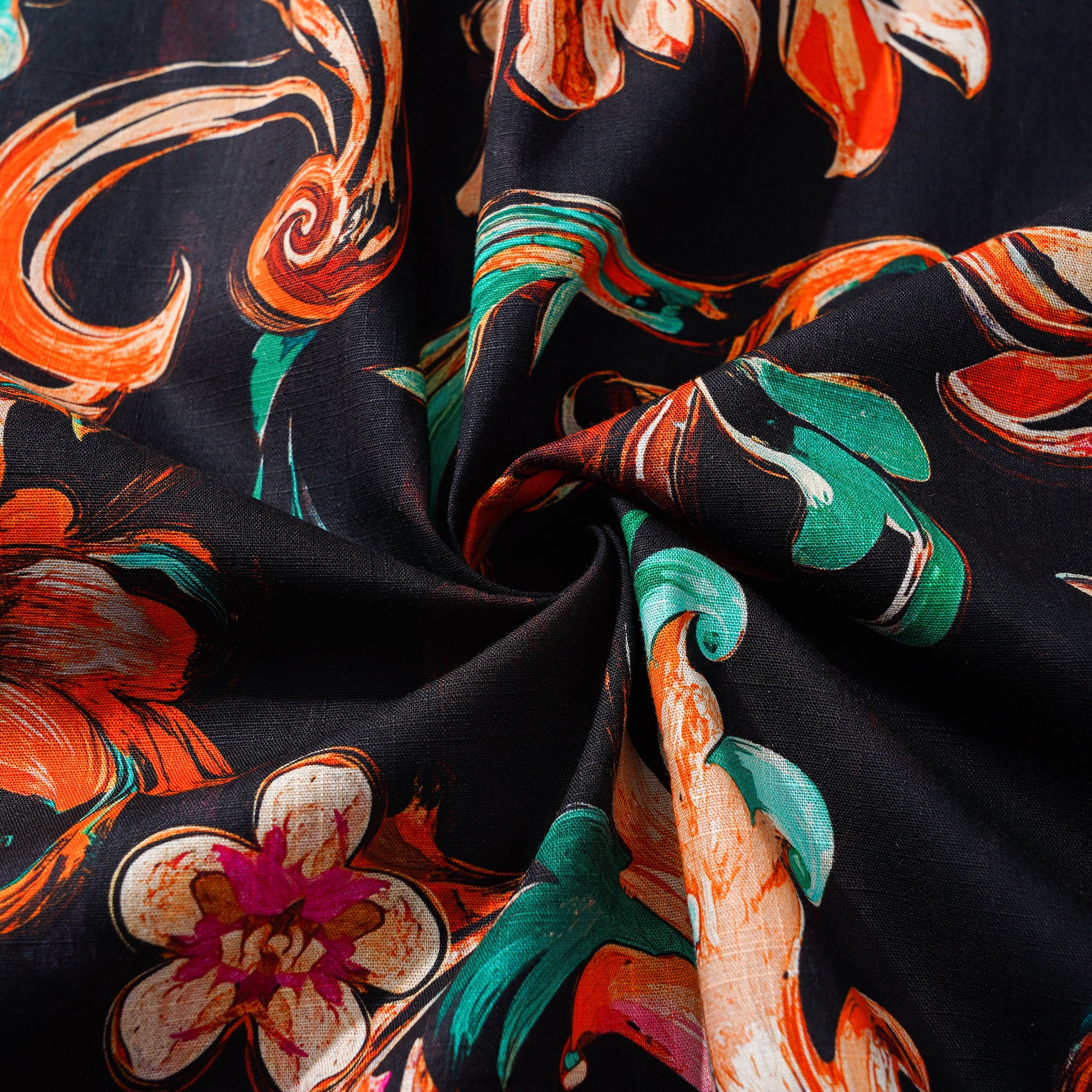 Chemise hawaïenne pour homme à manches courtes, boutonnée, 100 % coton, marron, Aloha Fleurs de Feu.