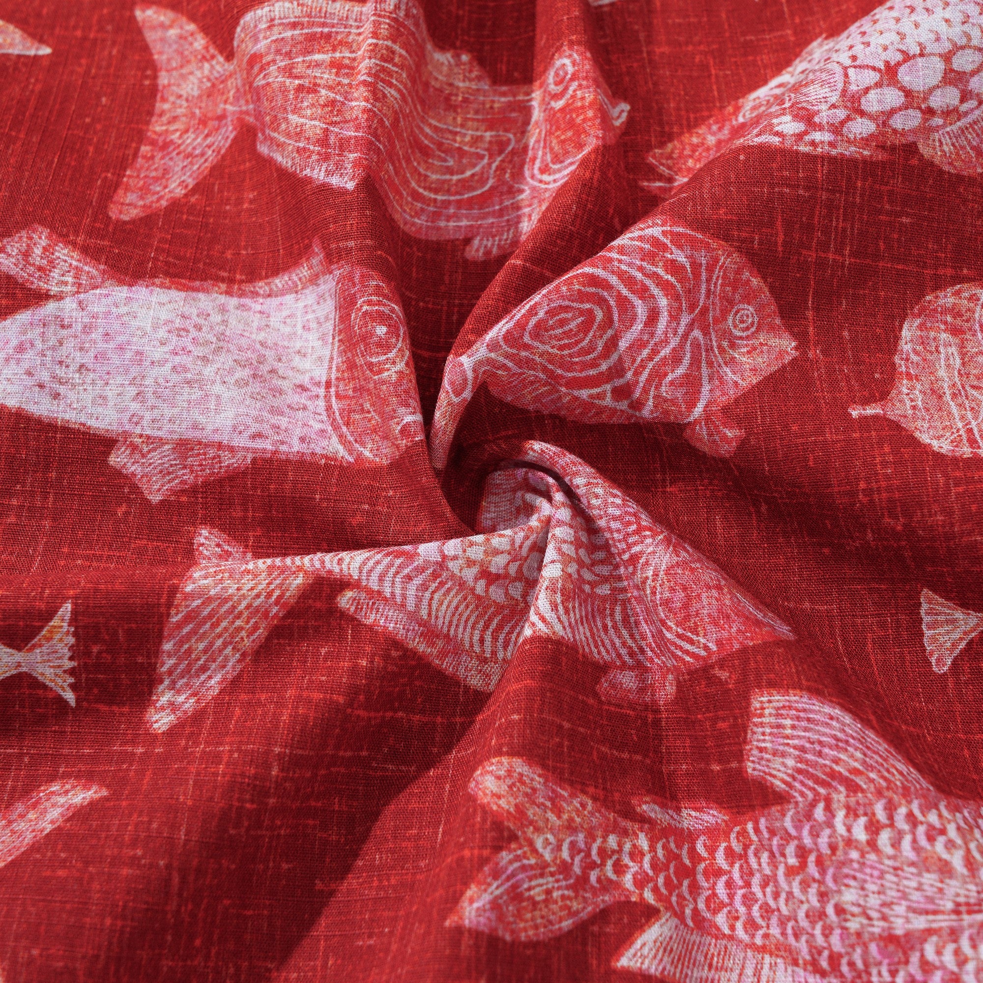 Chemise hawaïenne à poisson rouge masculin 100% coton bouton-mouton à manches courtes à manches courtes pour cadeau