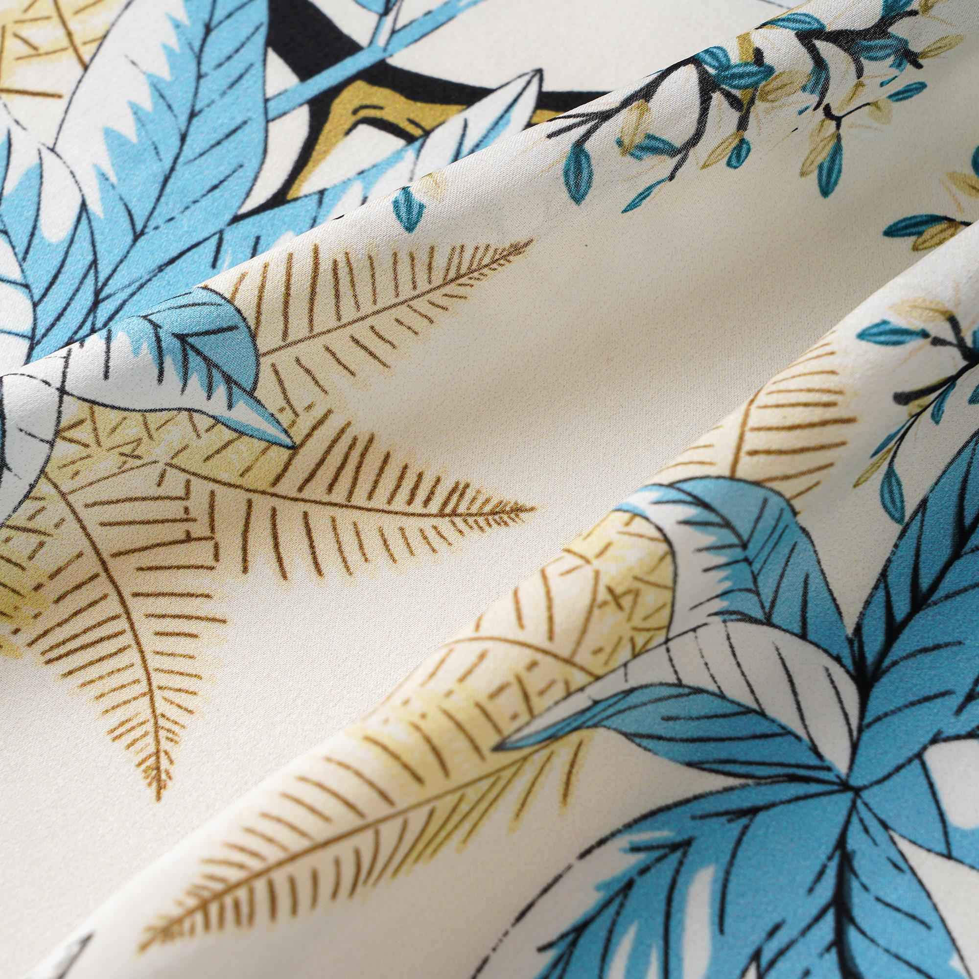 Floral Square Scarf 100% Mulberry Silk Azure Leaf Elegance Azure Leaf Elegance 100% Silk 53*53cm