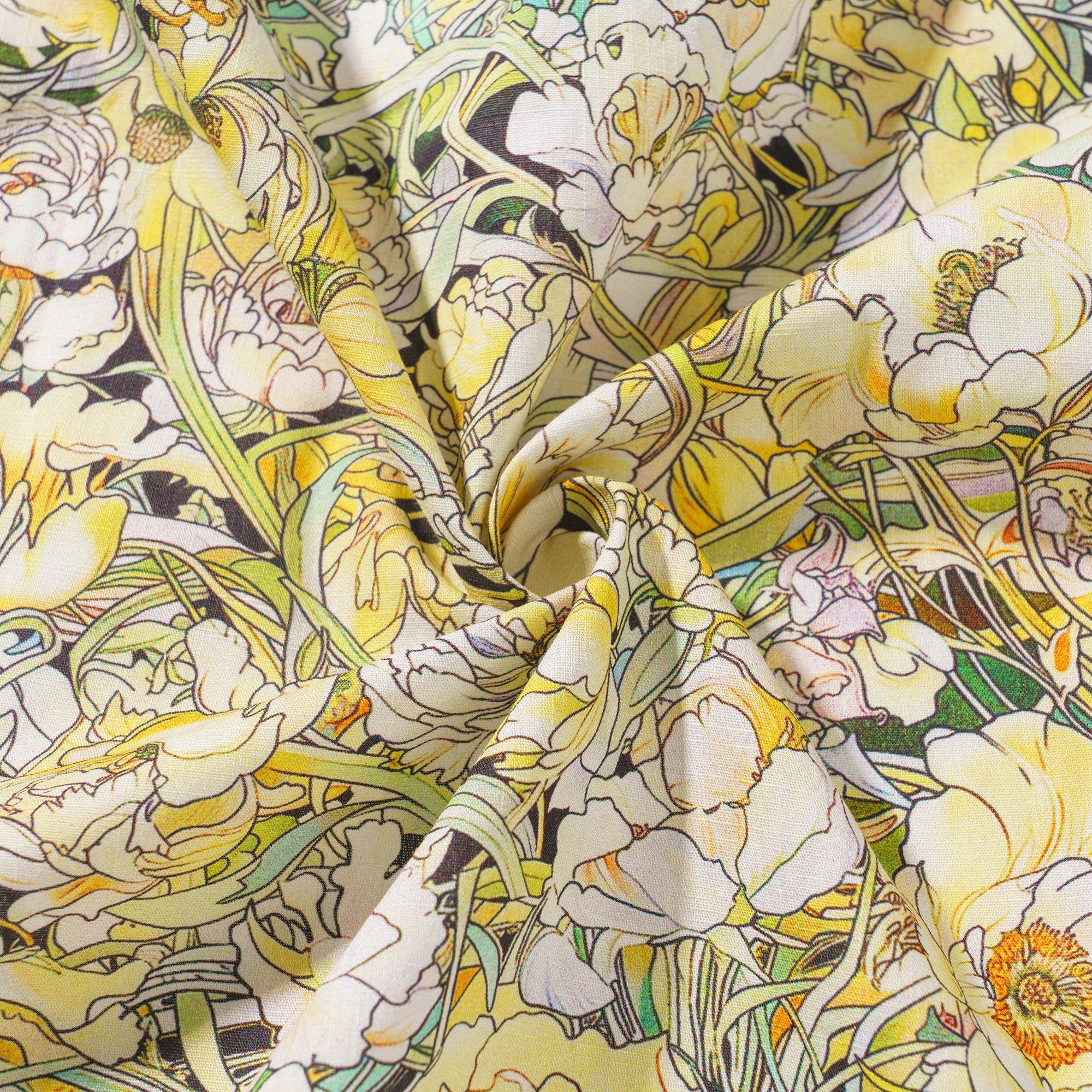 Chemise hawaïenne florale 100 % coton pour homme, à manches courtes, à boutons, chemise Aloha jaune