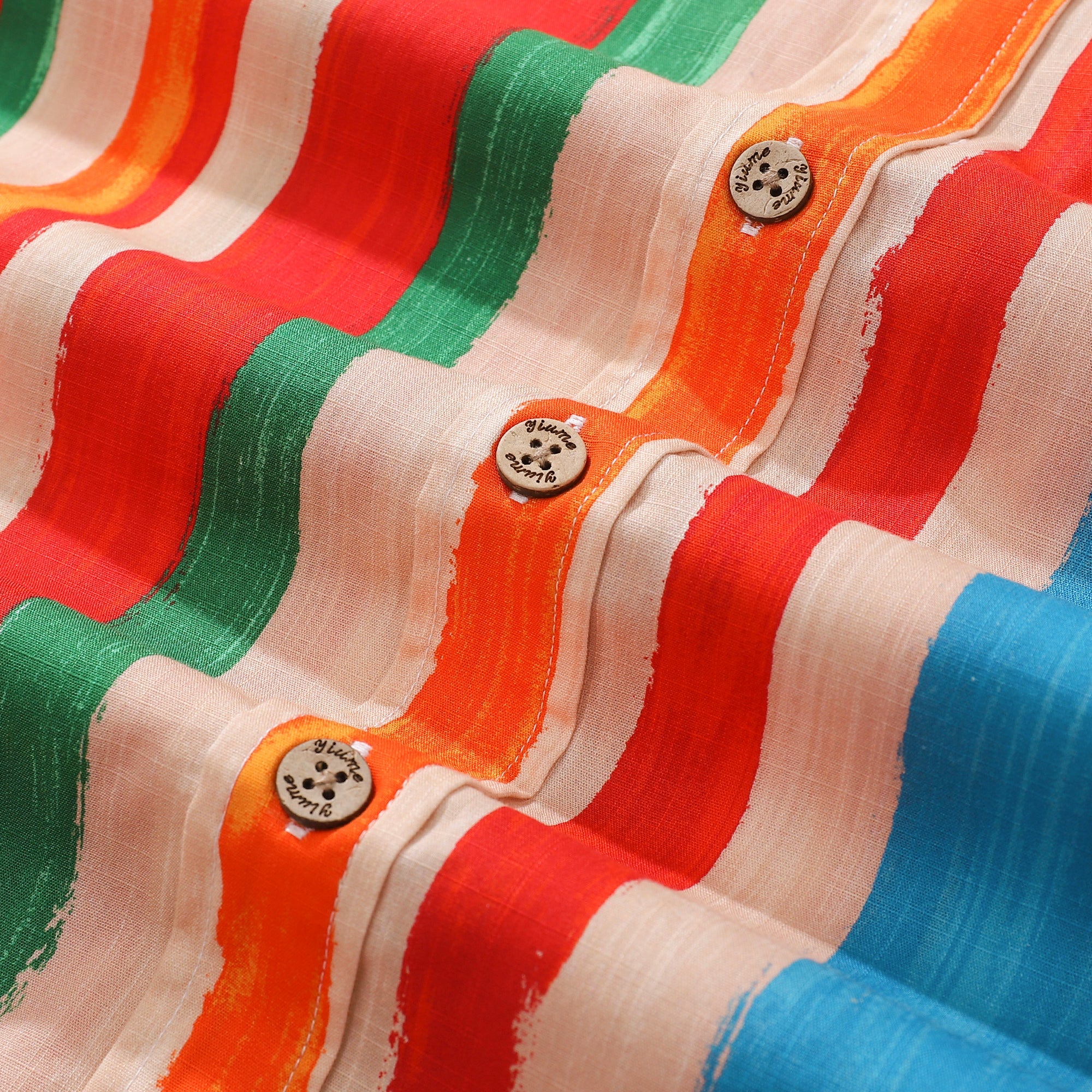 Herren Streifen Hawaiian Shirt Buntes Baumwoll Kurzarm Button-Down Aloha Shirt