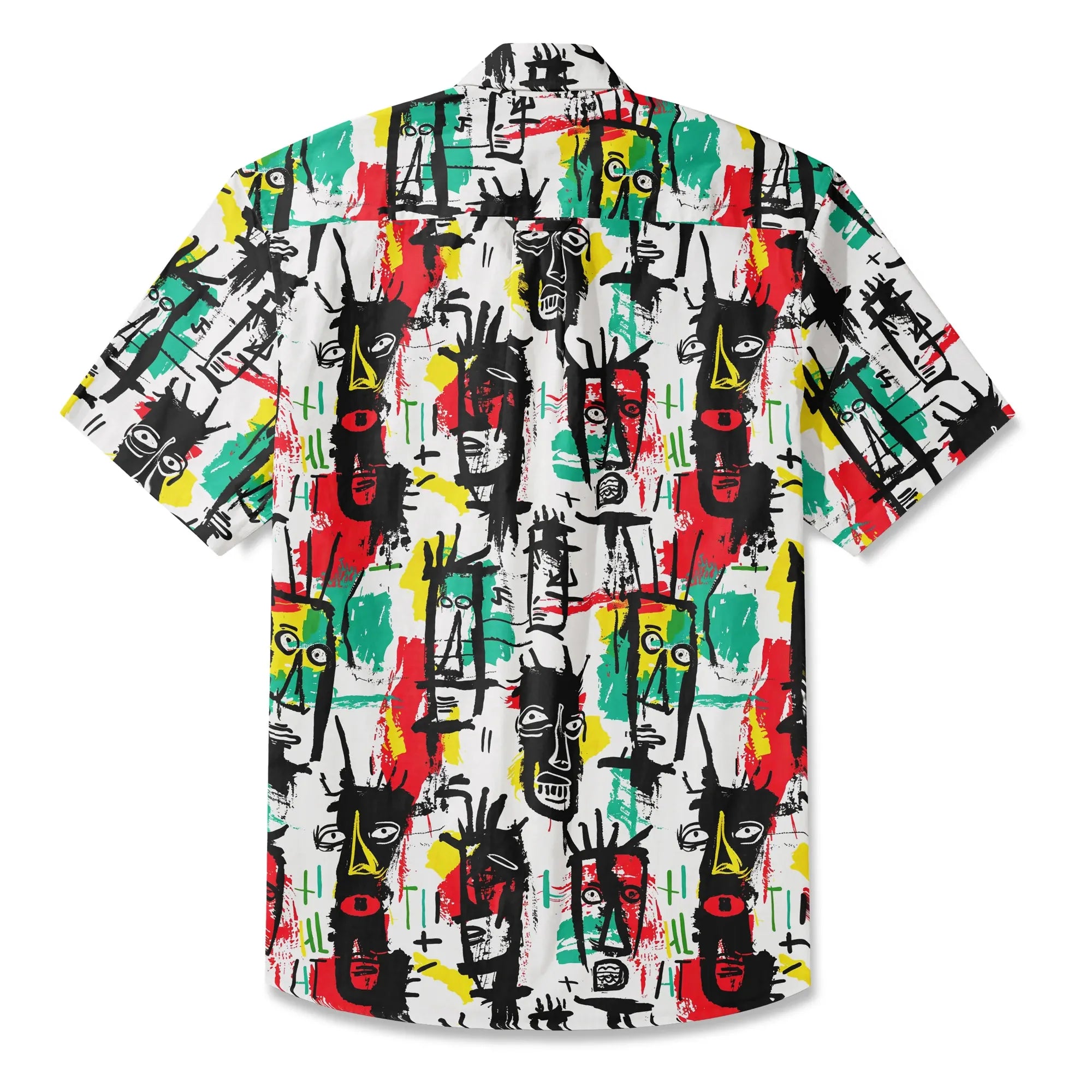 Men's Hawaiian shirt with unique face doodles design