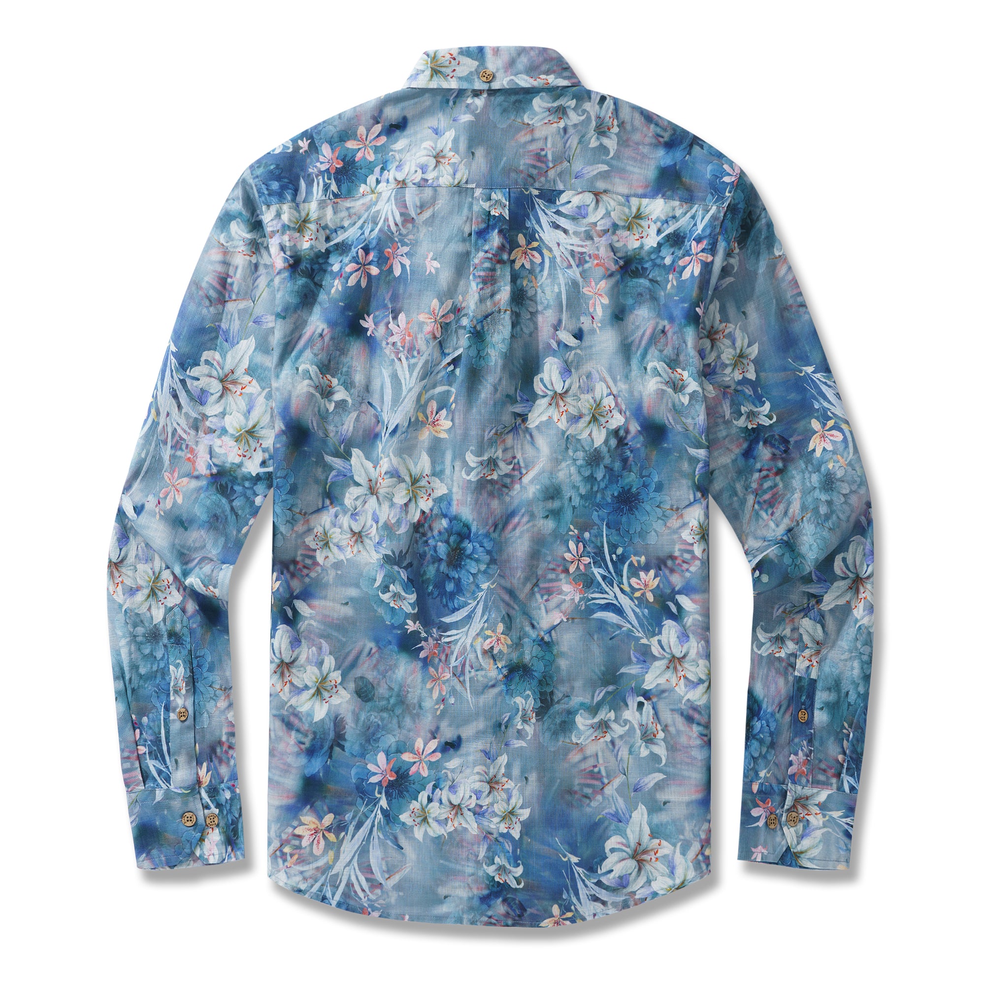 Chemise à manches longues Aloha hawaïenne pour homme en coton 100 % Cloud Floral Whispers personnalisée