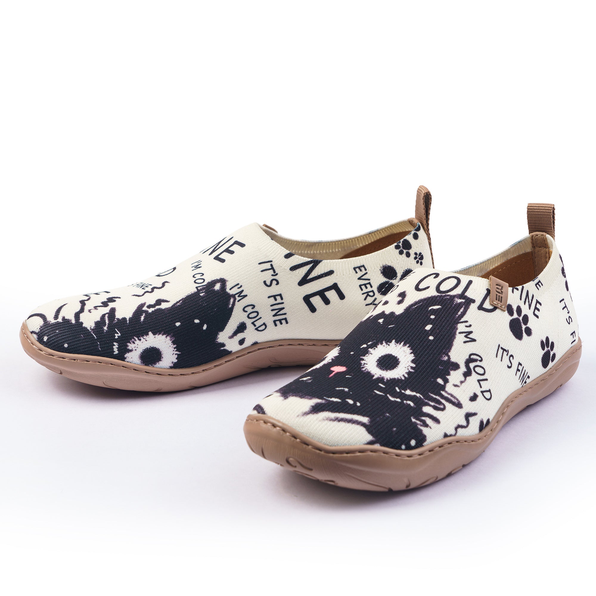 Black Cat Print Cute Women's Slip-On Shoes Painted Canvas Sneakers