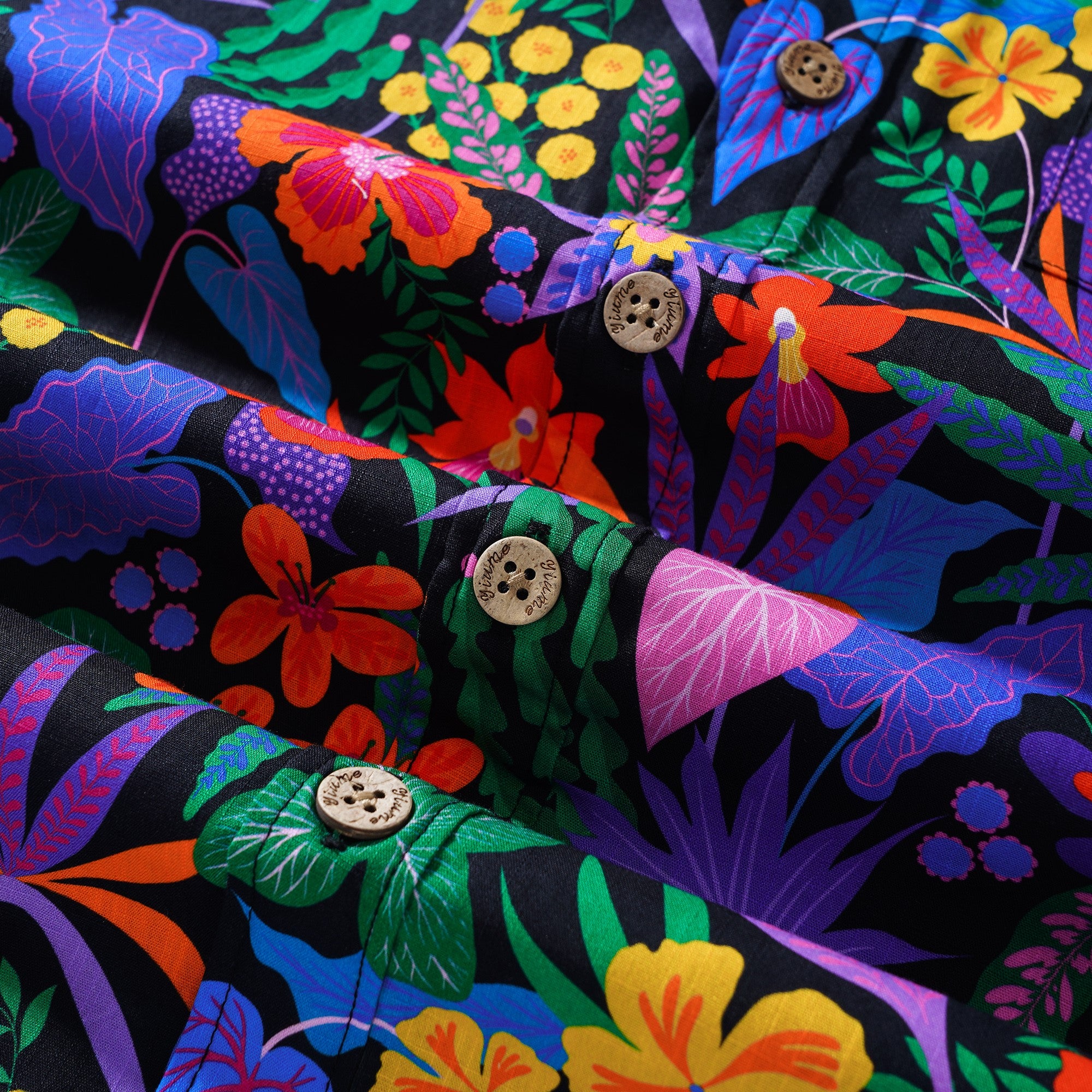 Yiume Men's Colorful Hawaiian Shirt Tropical Floral Shirt 100% Cotton Button-down Flower Shirt