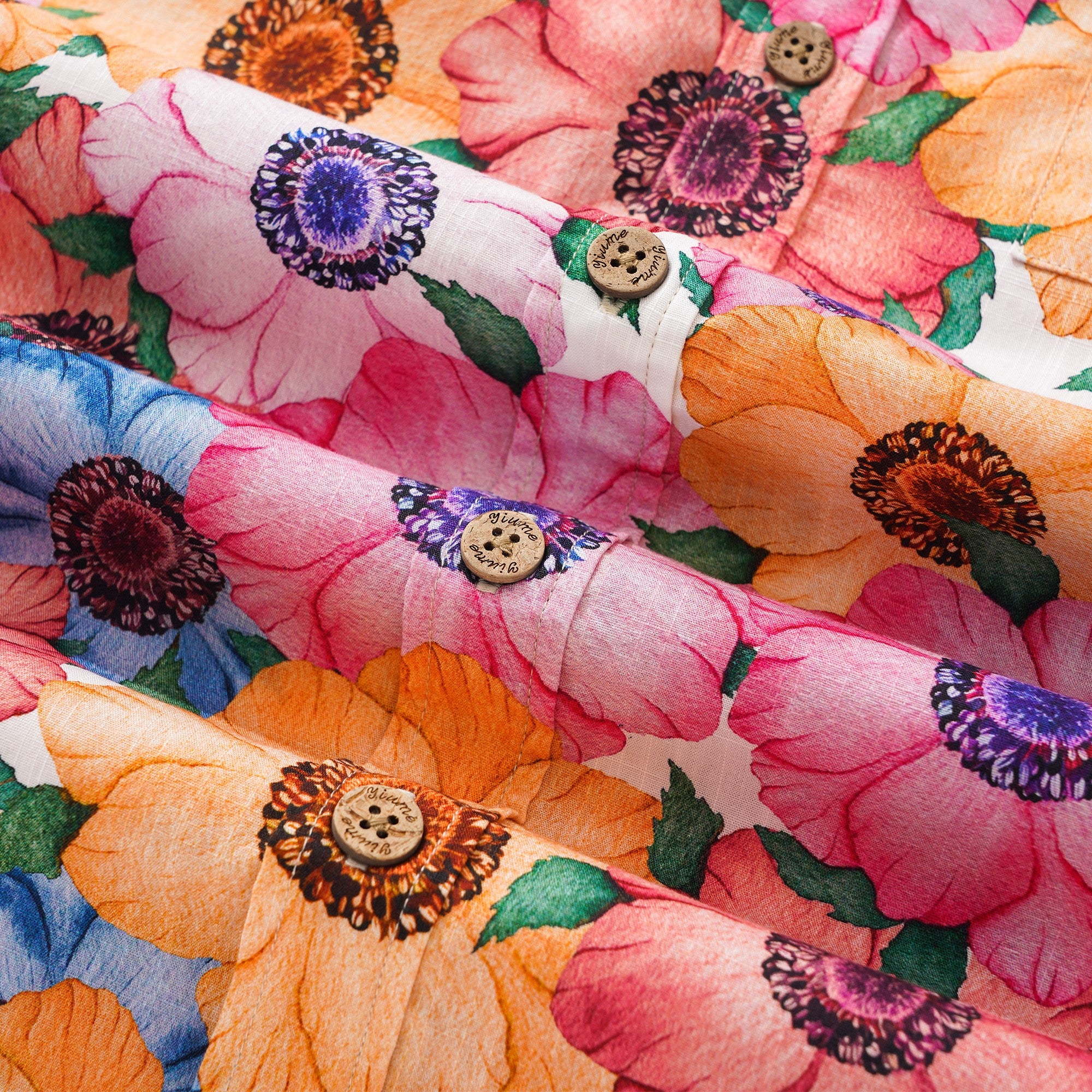 Herren-Hawaiian-Hemd Kurzärmel Button 100% Baumwollgelb Aloha Sommer Lotus