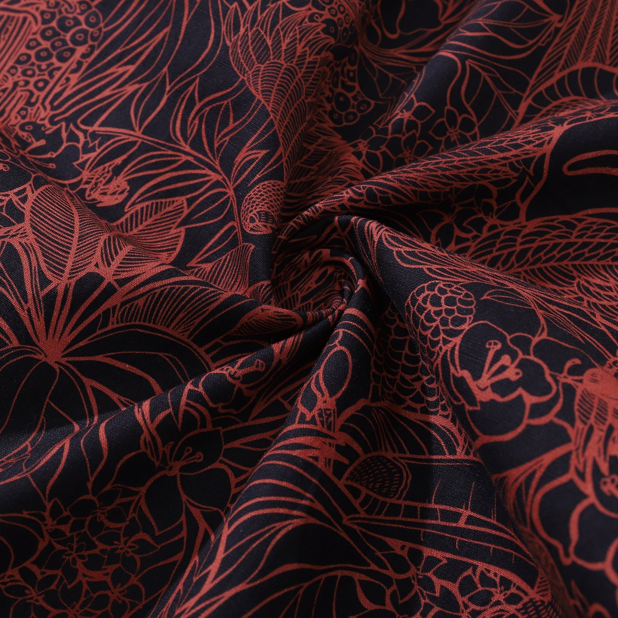 Men's Breathable Shirt Red Hawaiian Shirt Birds Print 100% Cotton Short Sleeve Button-down Shirt