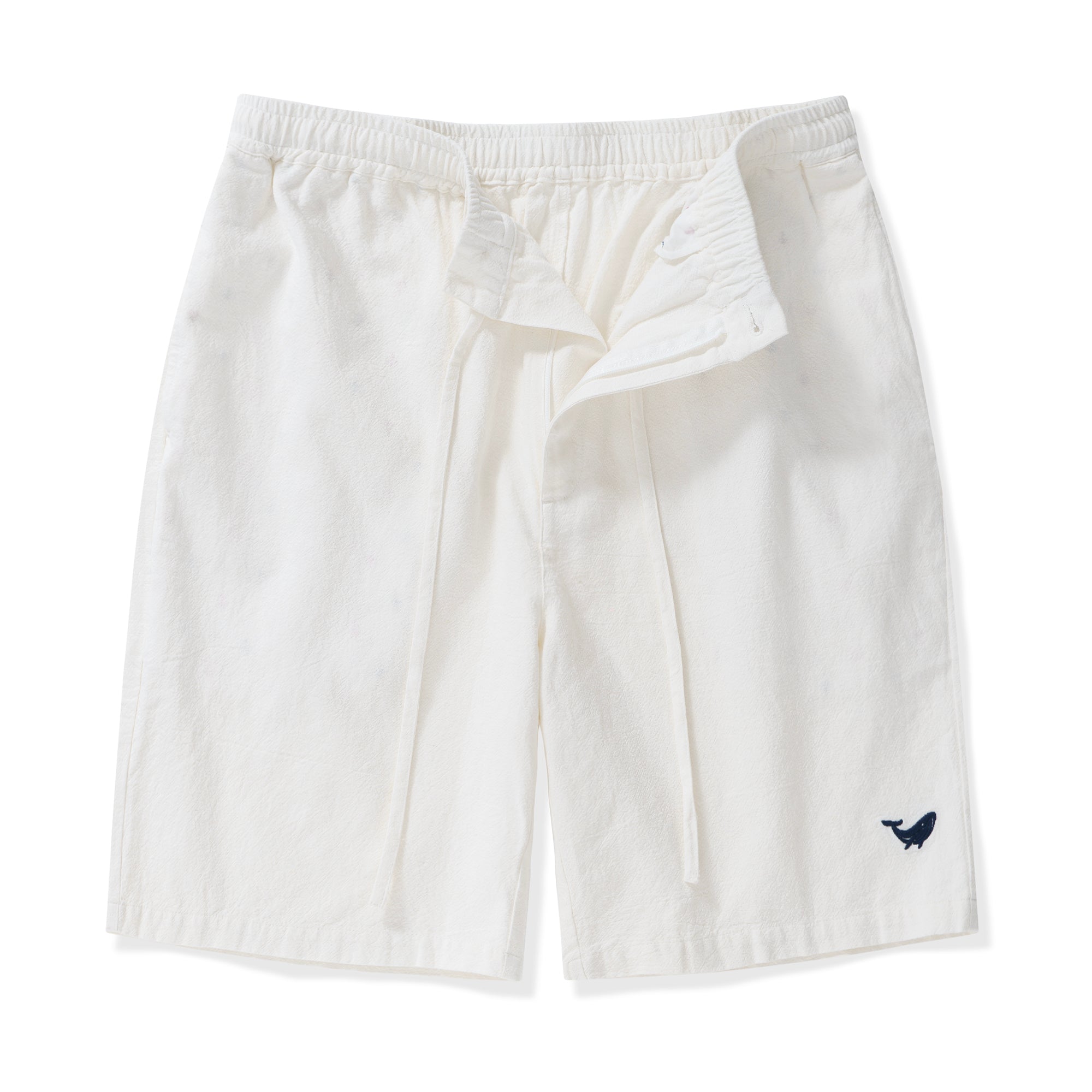 Shorts en Lin pour Hommes Mi-Haut Droits Bermuda 8-10 Pouces 5 Poches - Version BLANCHE 3.0