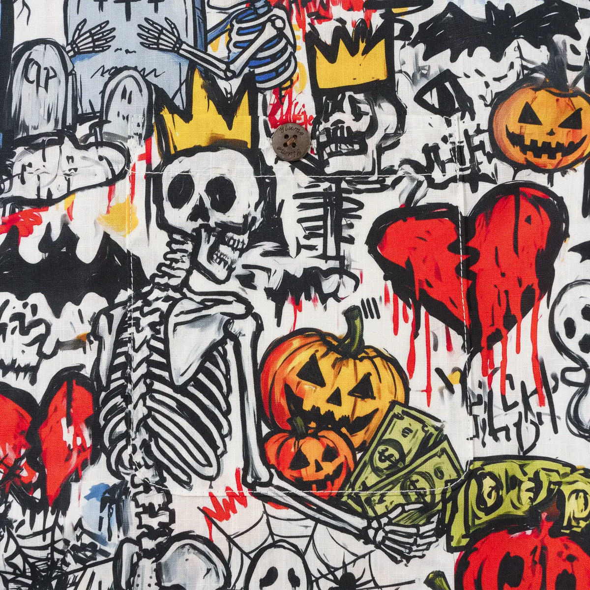 Men's Halloween shirt by Yiume, white, short sleeve