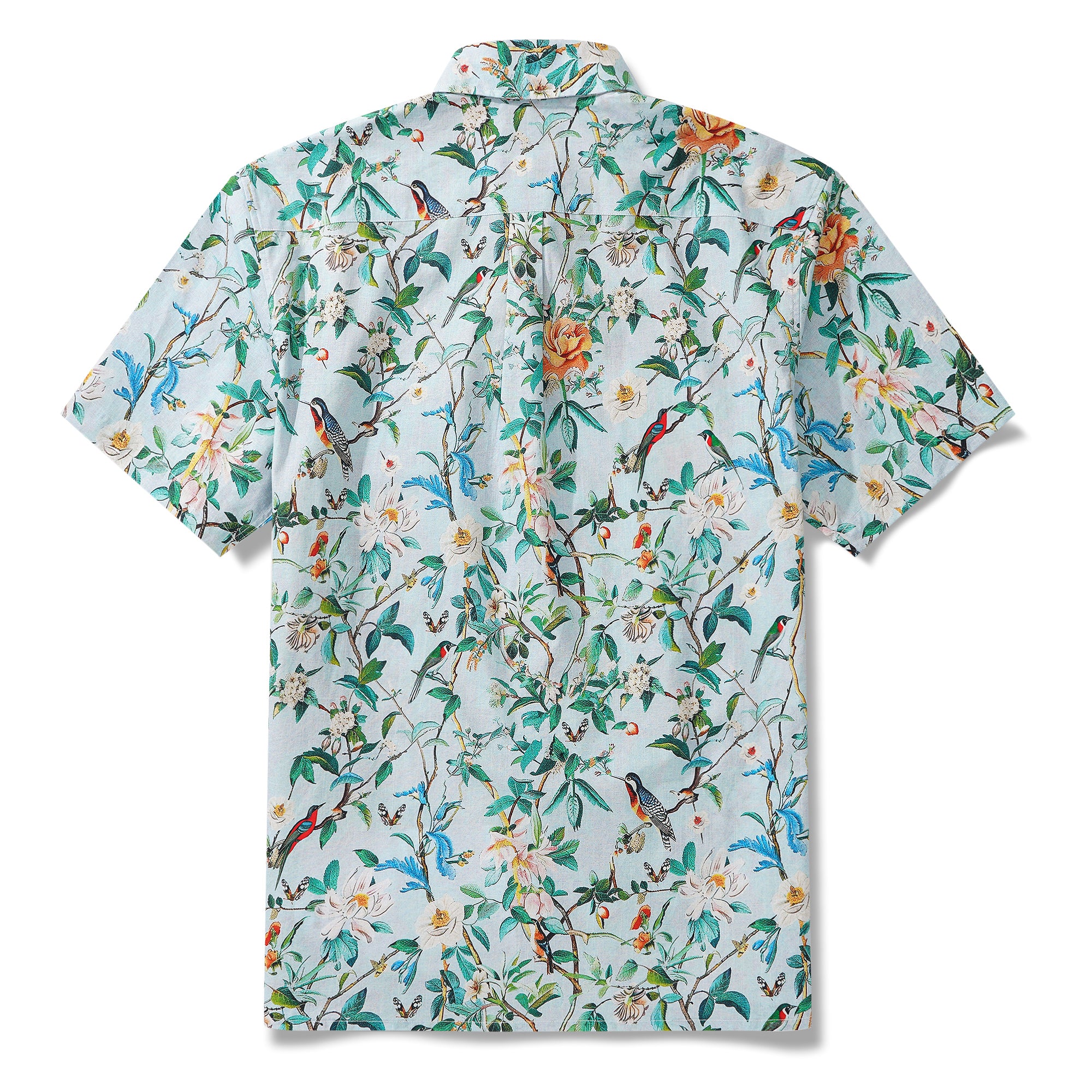 Chemise hawaïenne masculine à manches courtes à manches courtes 100% coton vert hawaiian Nature's chuchoter