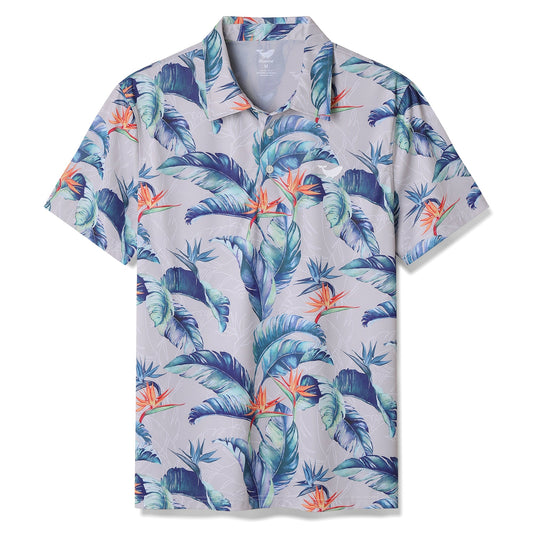 Men's Hawaiian Fantasy of the Paradise Bird Print Short Sleeve Polo Shirt Fantasy Of The Paradise Bird Polo