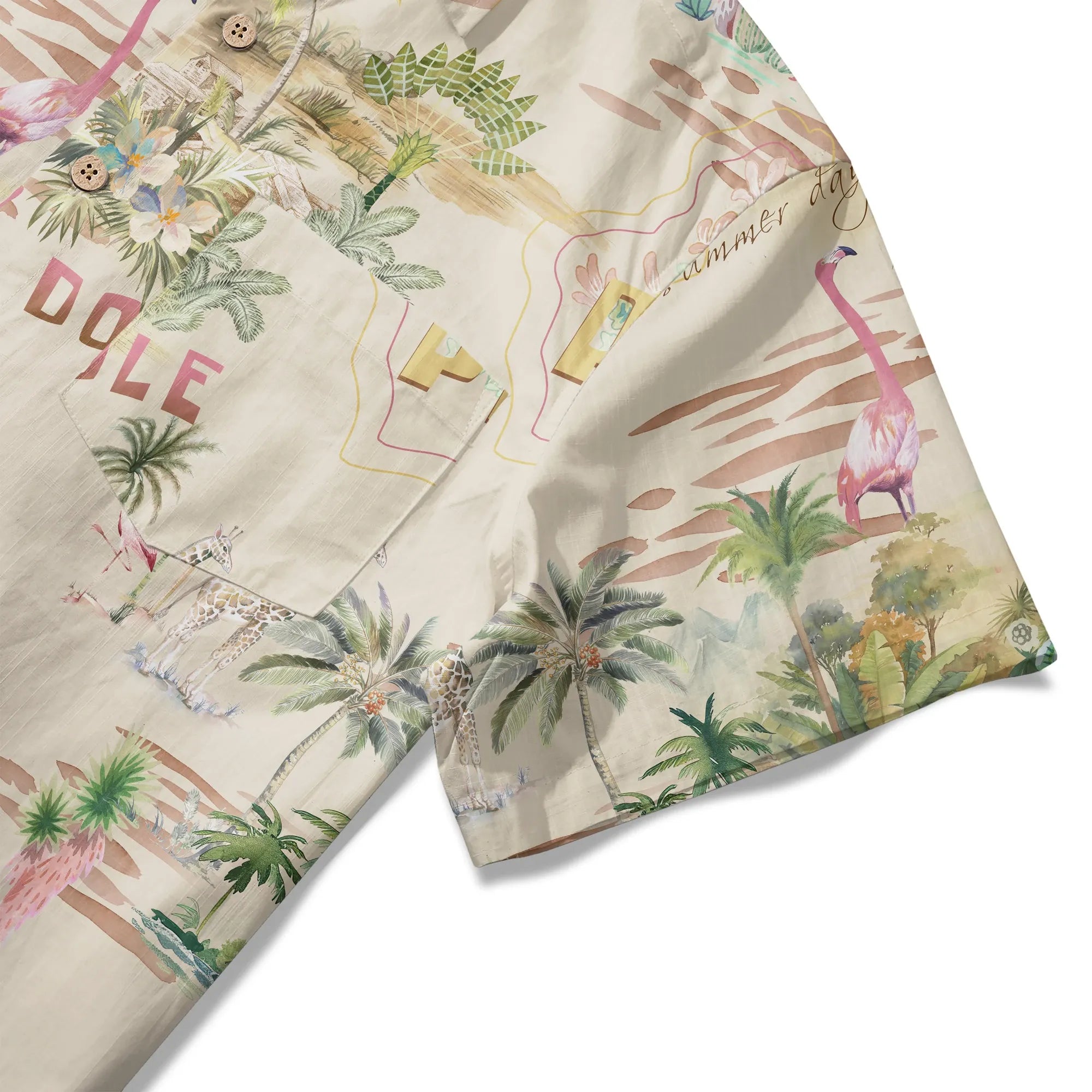 Men's tropical shirt with flamingos and cacti