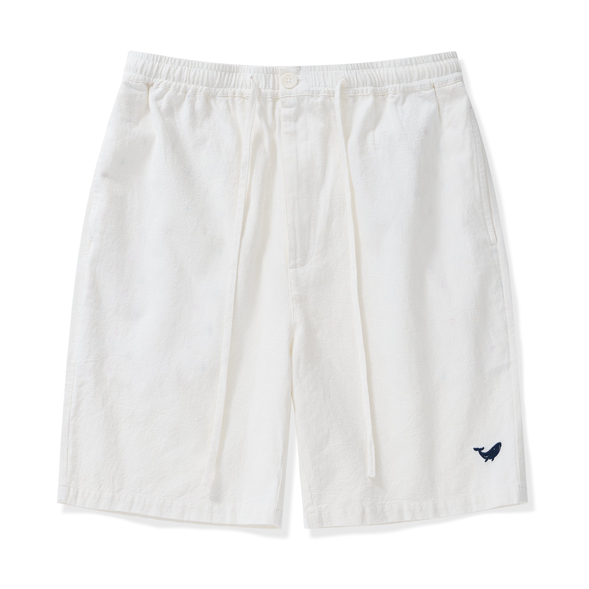 Shorts en Lin pour Hommes Mi-Haut Droits Bermuda 8-10 Pouces 5 Poches - Version BLANCHE 3.0
