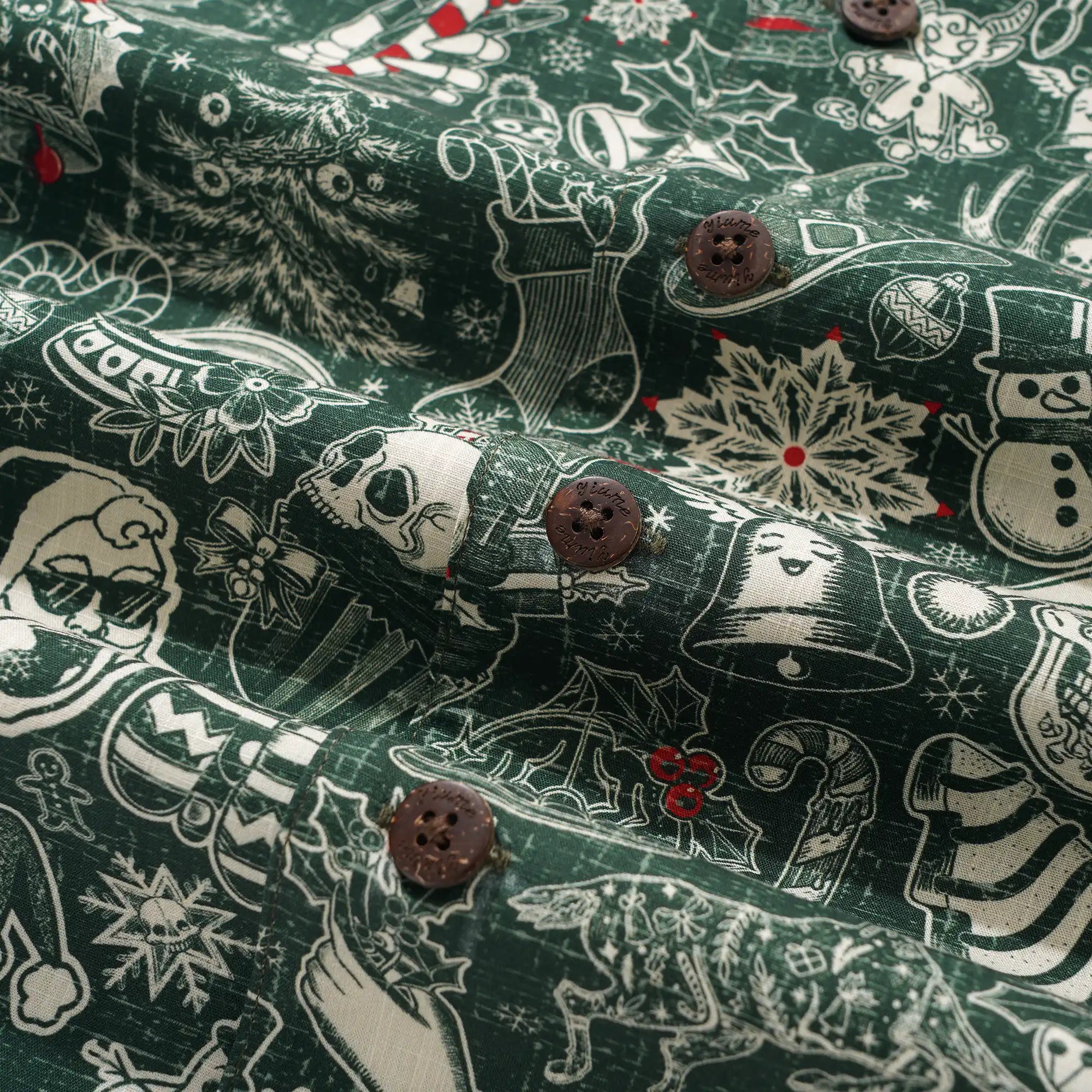 Men's Hawaiian Shirt Short Sleeve Camp Collar 100% Cotton Green Aloha Christmas Party