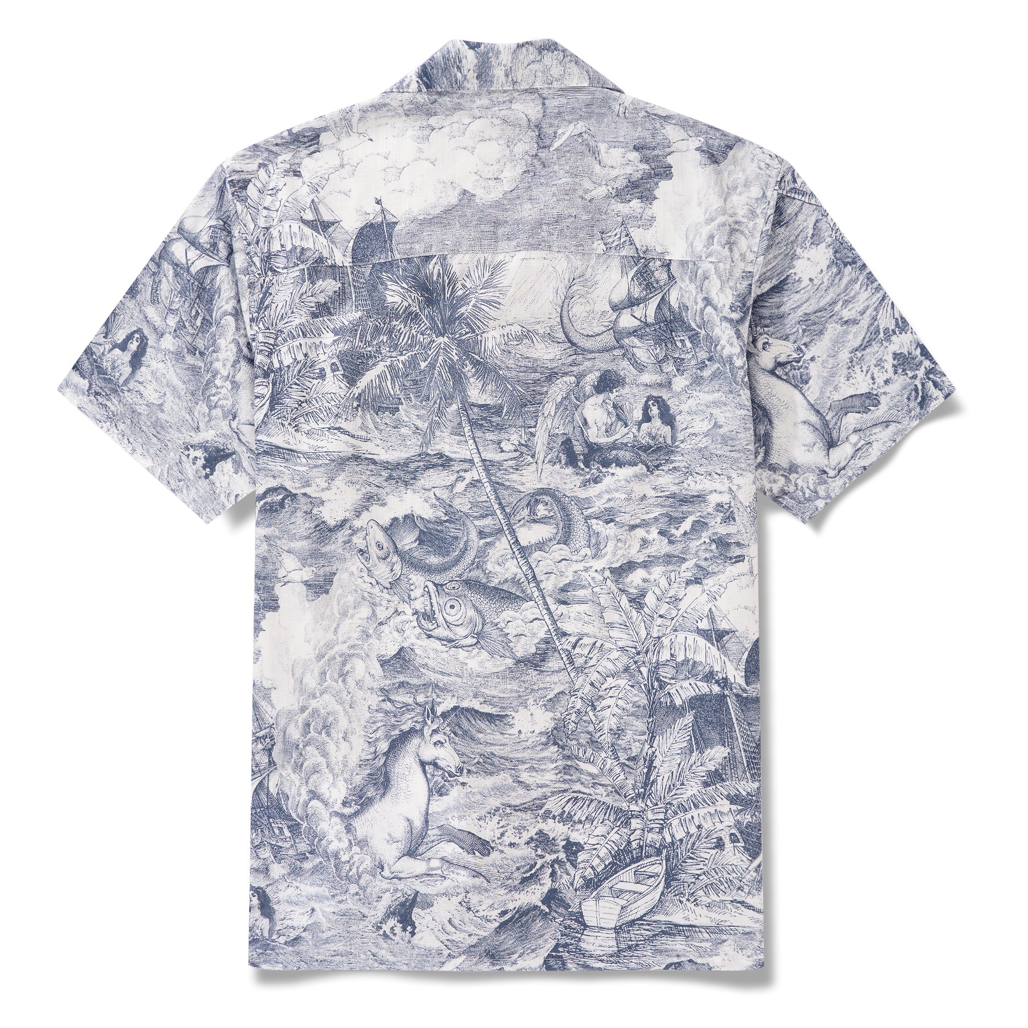 Collier Hawaiian Chemise Hawaiian Collier Camp 100% Coton Bleu Aloha Ocean Muse